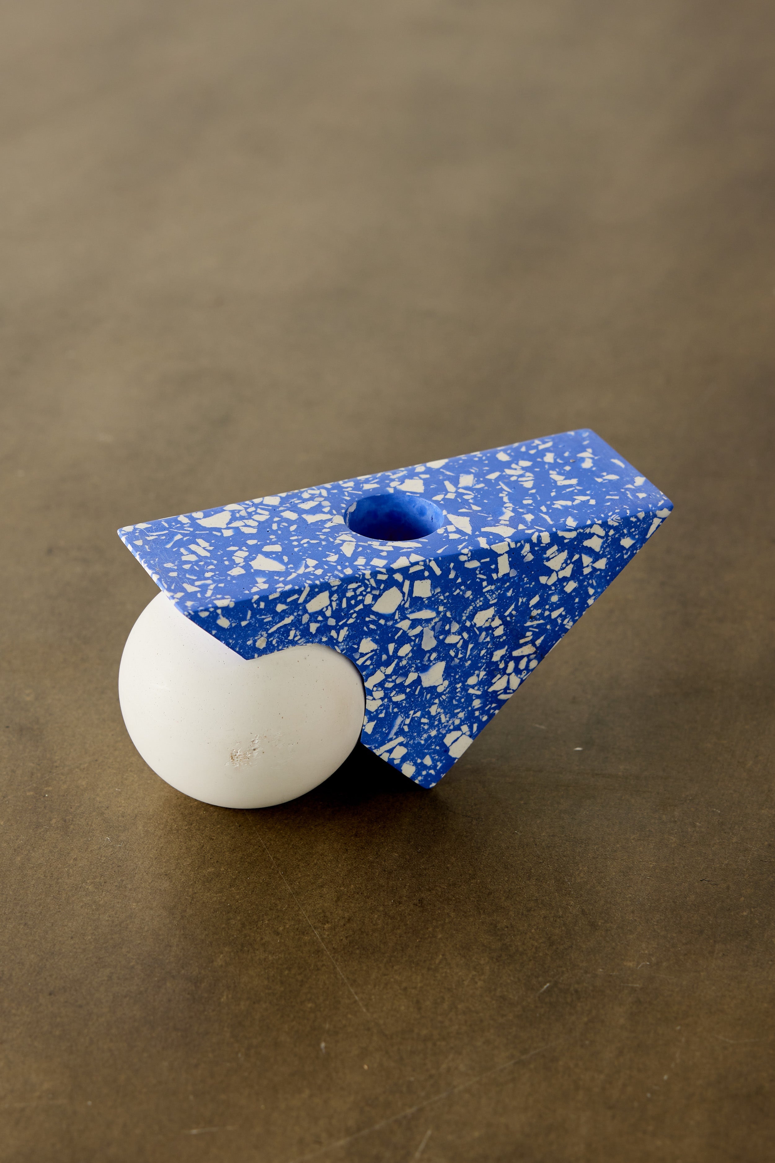 Equilibrium Cobalt Blue Terrazzo Taper Candle Holder