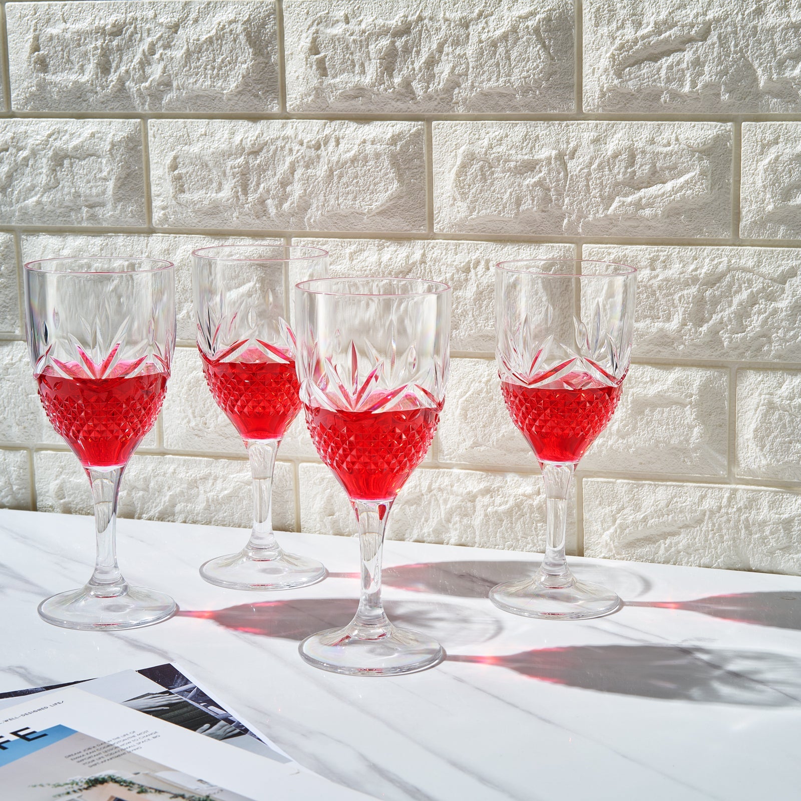 Onix Acrylic Crystal, Stemmed Wine Glassware, Set of 4