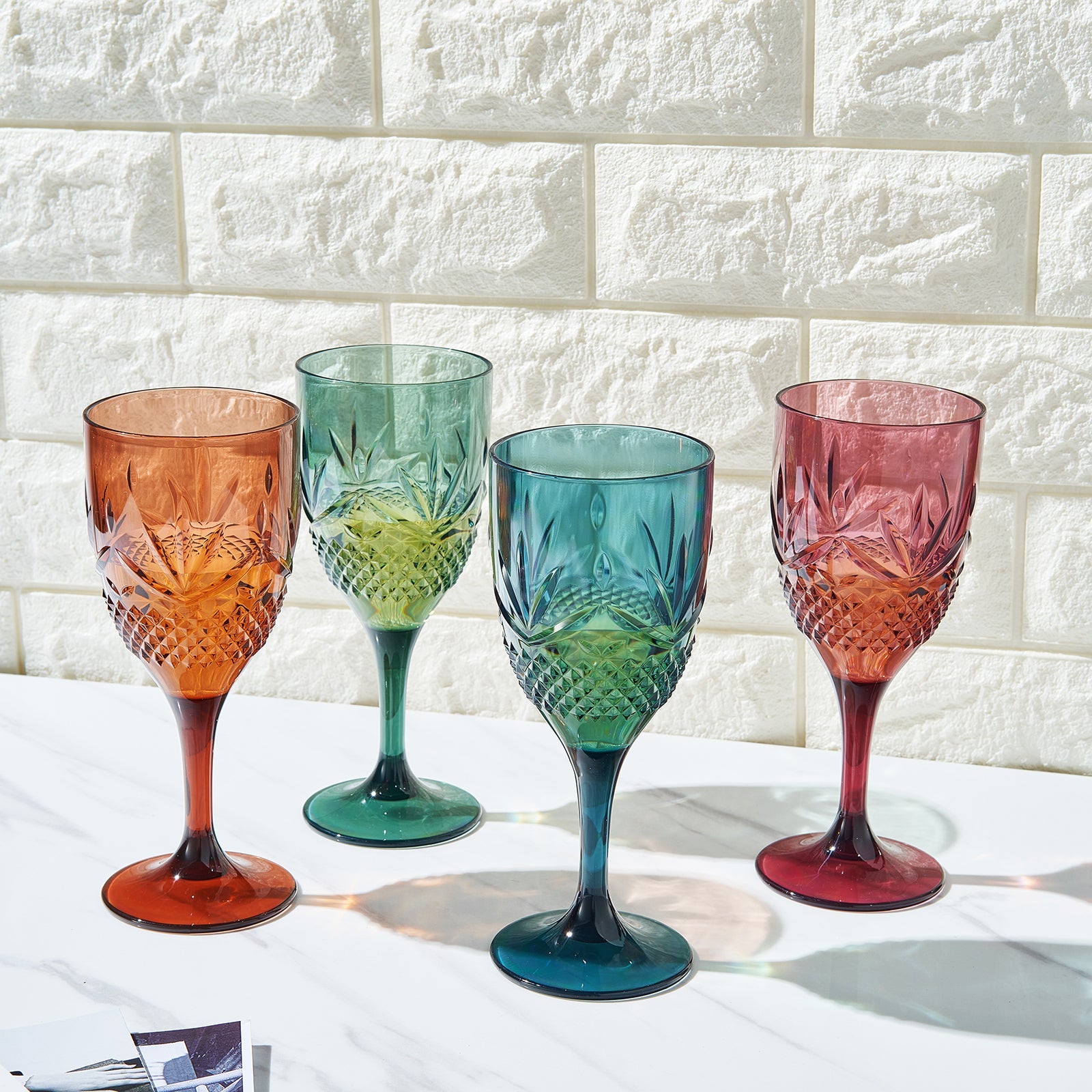 Onix Acrylic Crystal, Stemmed Wine Glassware, Set of 4