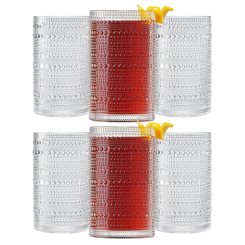 Barcelona Acrylic Highball Hobnail Glassware, Set of 6