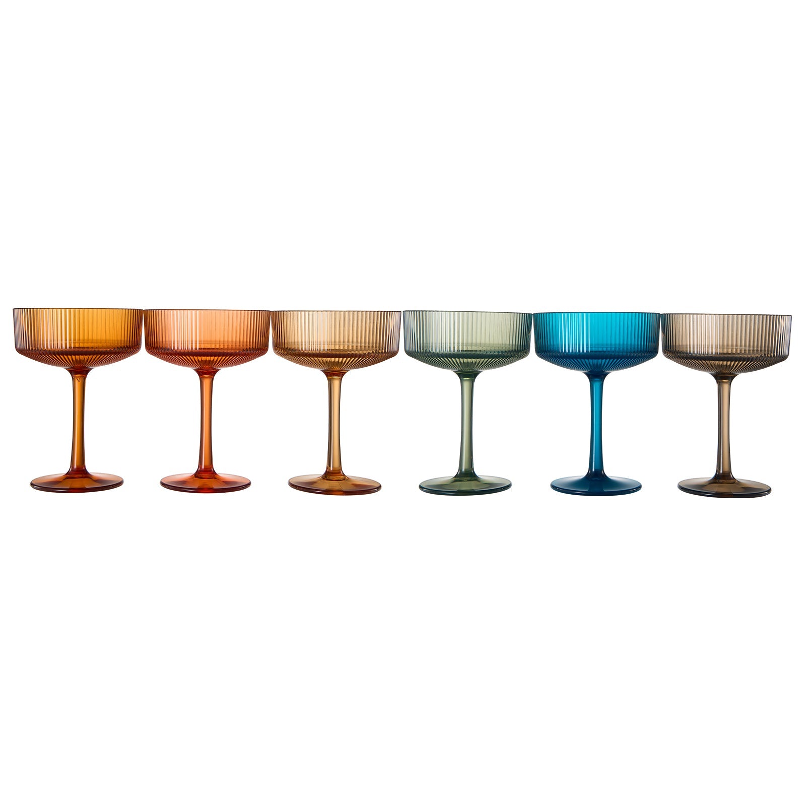 Eze Acrylic Ribbed Champagne Coupe, Cocktail Glassware, Set of 6
