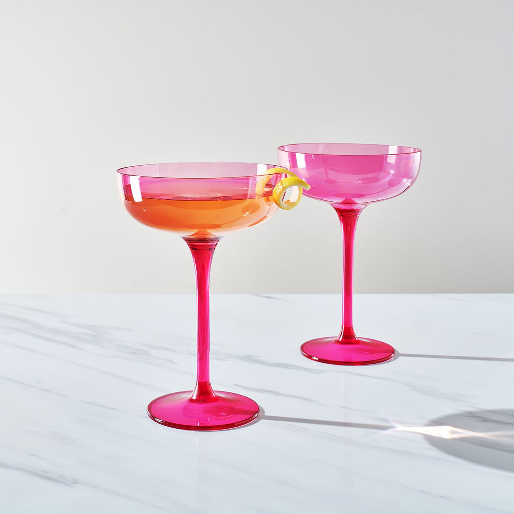 Madrid Acrylic Champagne Coupe Cocktail Glassware, Set of 2