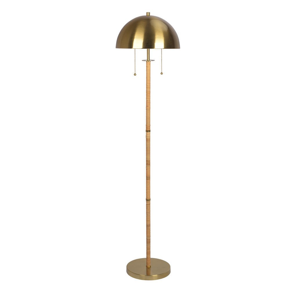 Allure 2-Light Floor Lamp, Gold Brass, Natural Rattan Tube , Double On