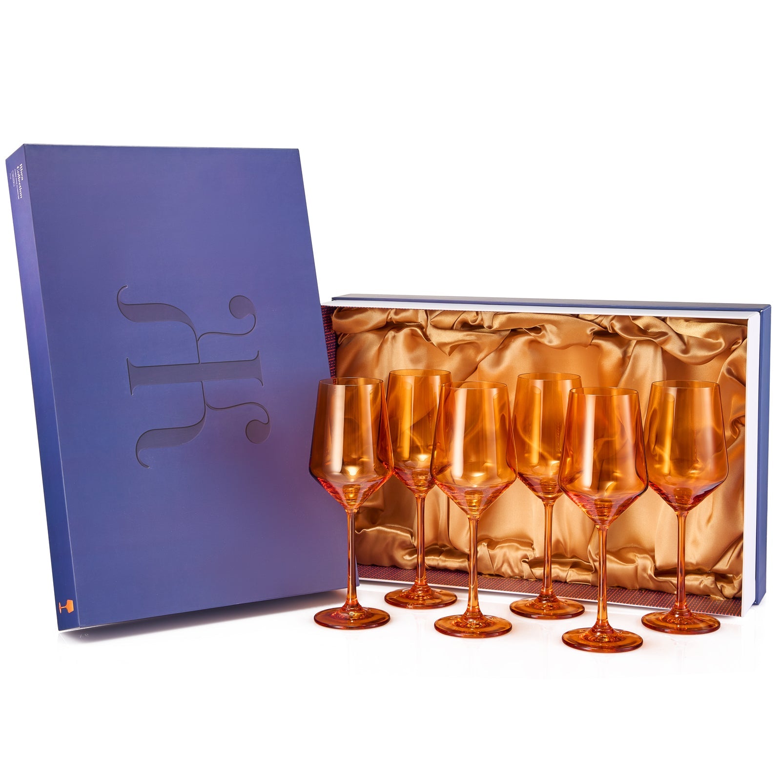 Rhea Stemmed Wine Glassware, Set of 6, Amber