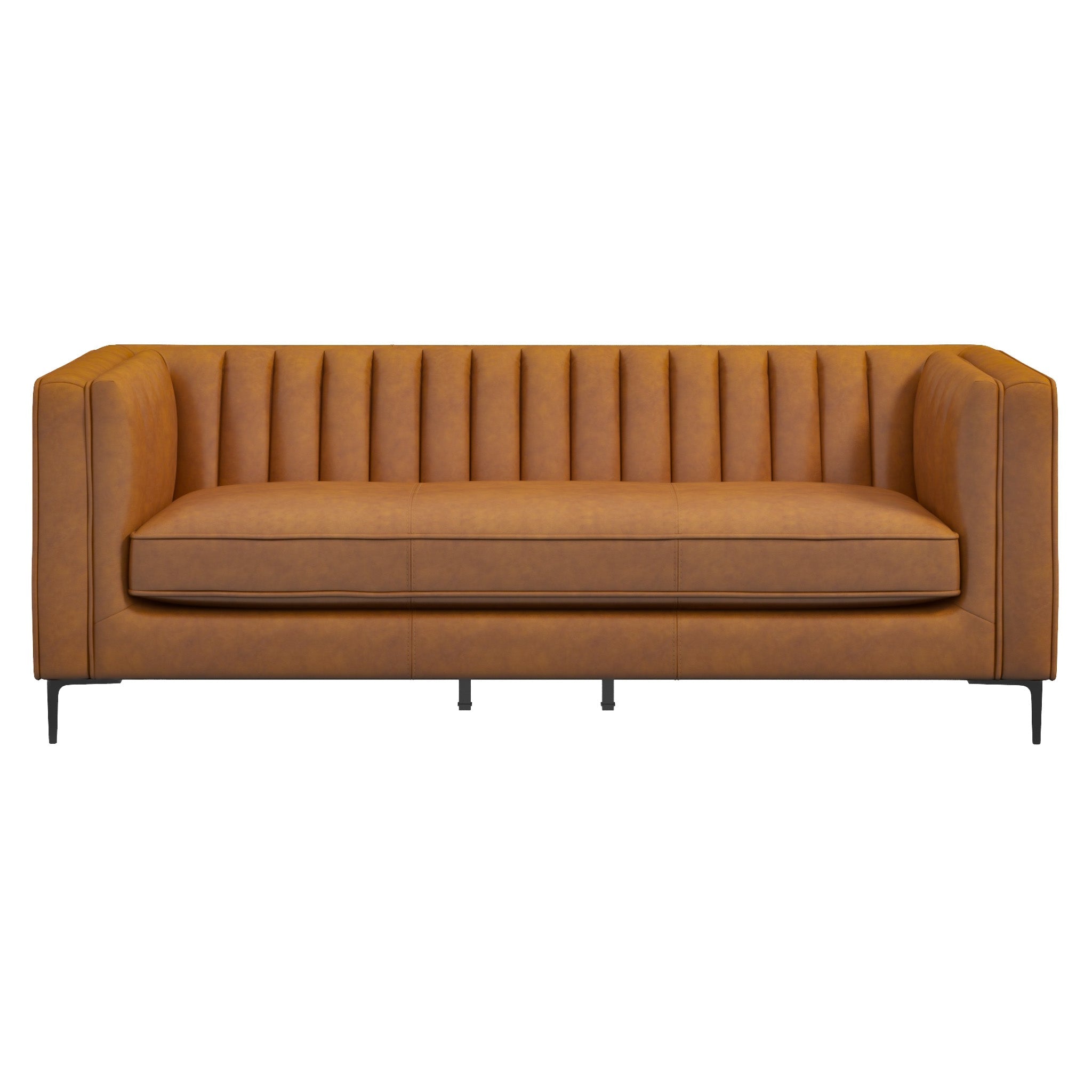 Angelina Cognac PU Leather Sofa 84" – Designer Sofa – Curated by SHOPL