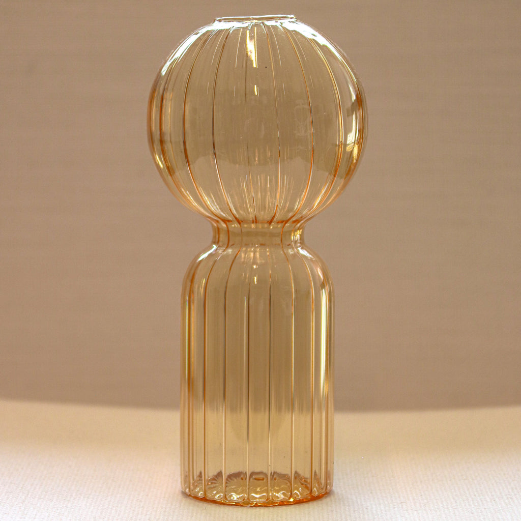 Apricot Ribbed Vase - Pair