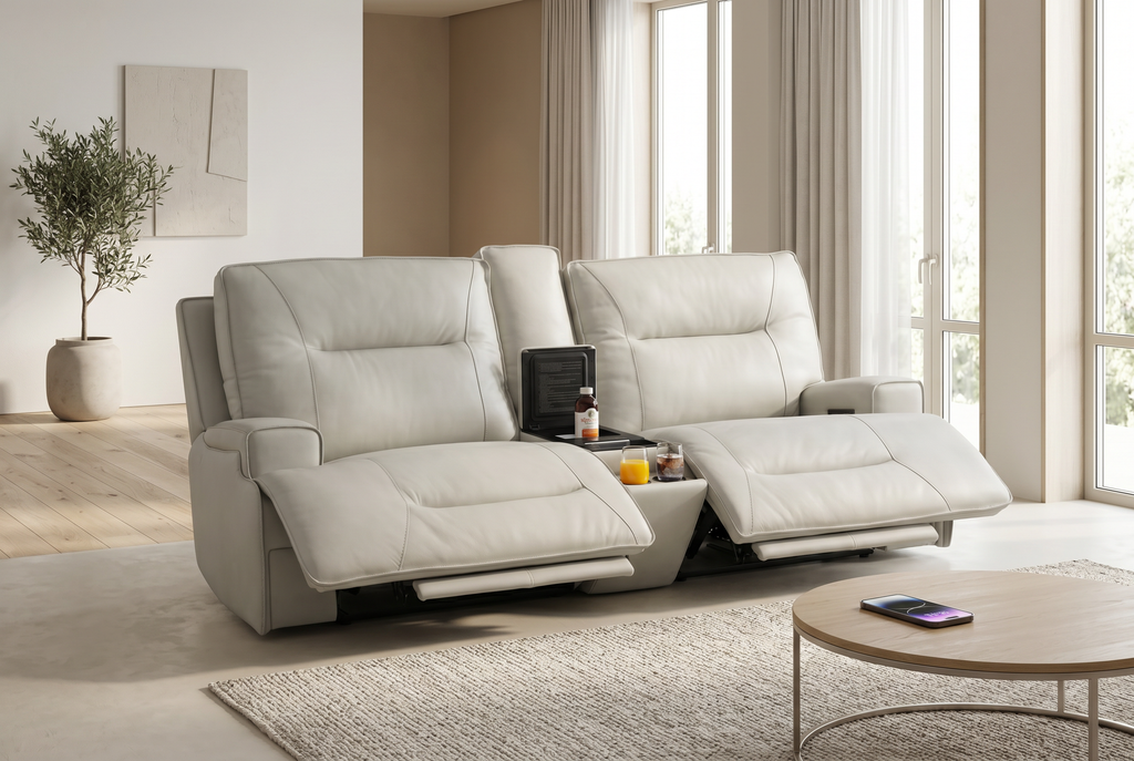 Atlas Fog Zero Gravity Power Reclining Sofa w/ Fridge