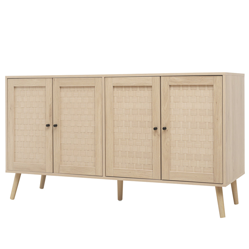 4 Door Accent Cabinet Sideboard Buffet Storage Cabinet with Adjustable Shelf for Entryway Living Room Bedroom