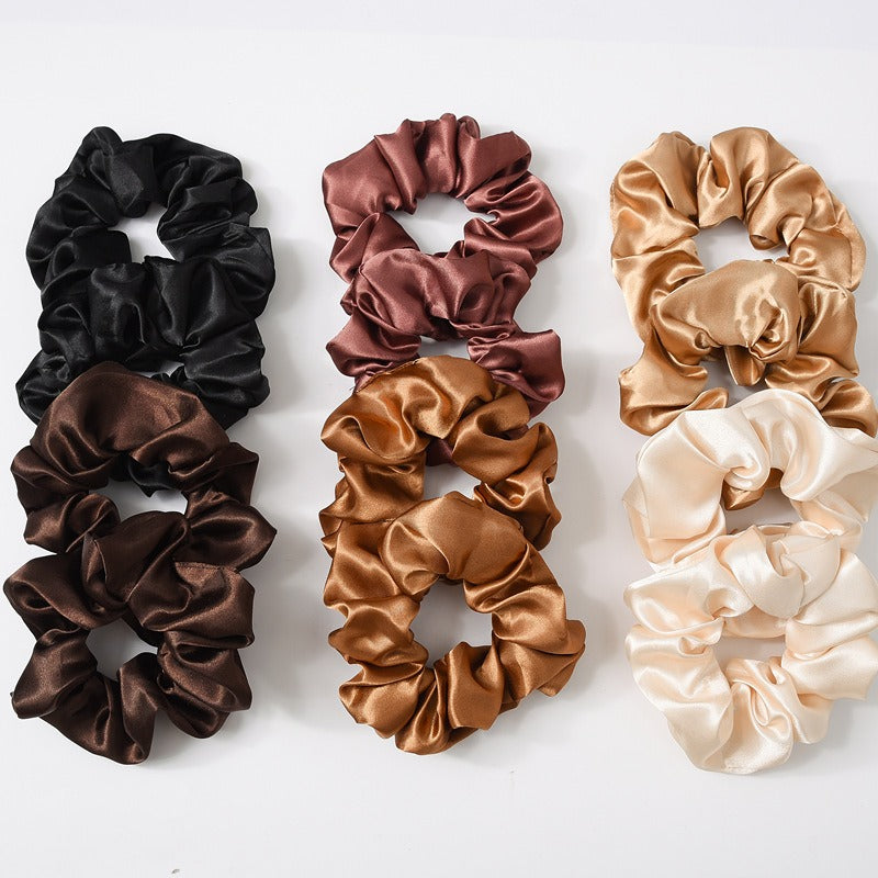 Women Silk Scrunchie Elastic Handmade Multicolor Hair Band Ponytail Holder Headband Hair Accessories 1PC Satin Silk Solid Colo