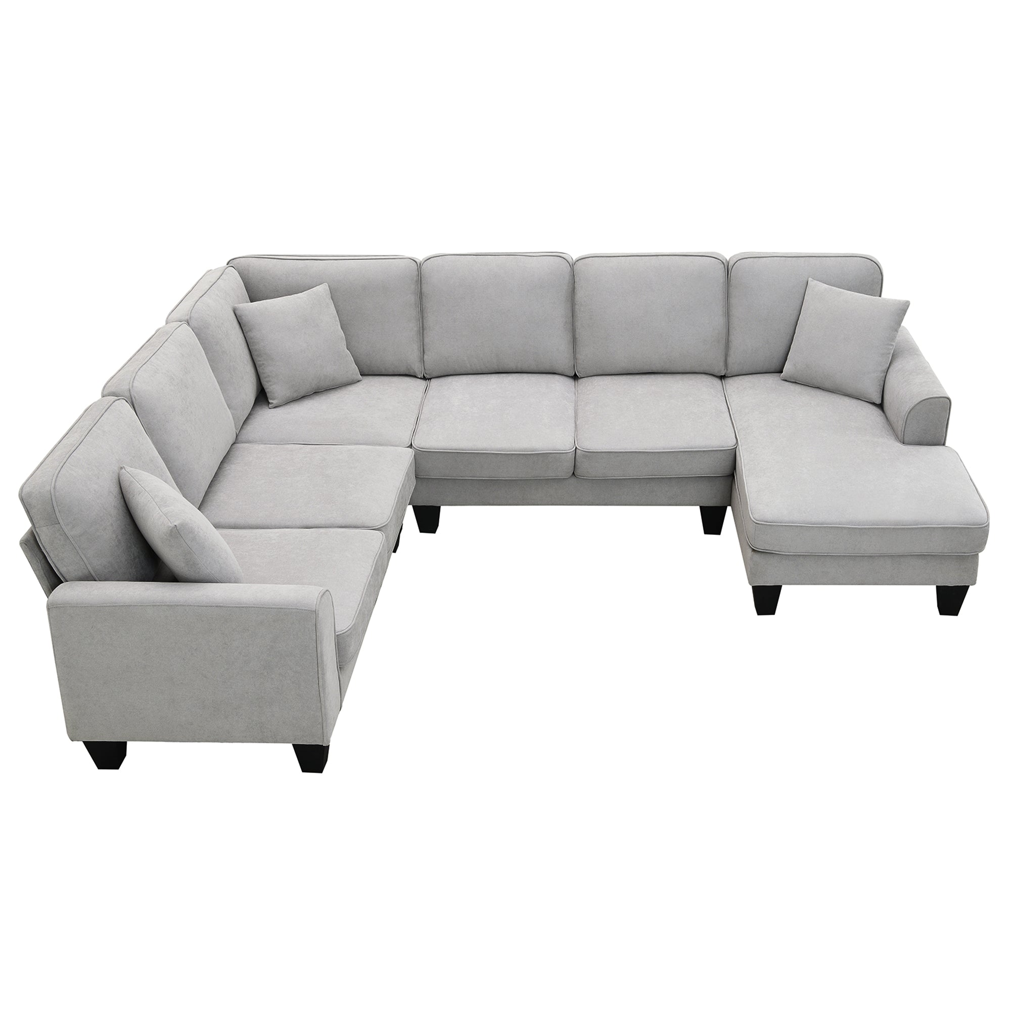 [VIDEO provided] [New] 108*85.5" Modern U Shape Sectional Sofa 7 Seat Fabric Sectional Sofa Set