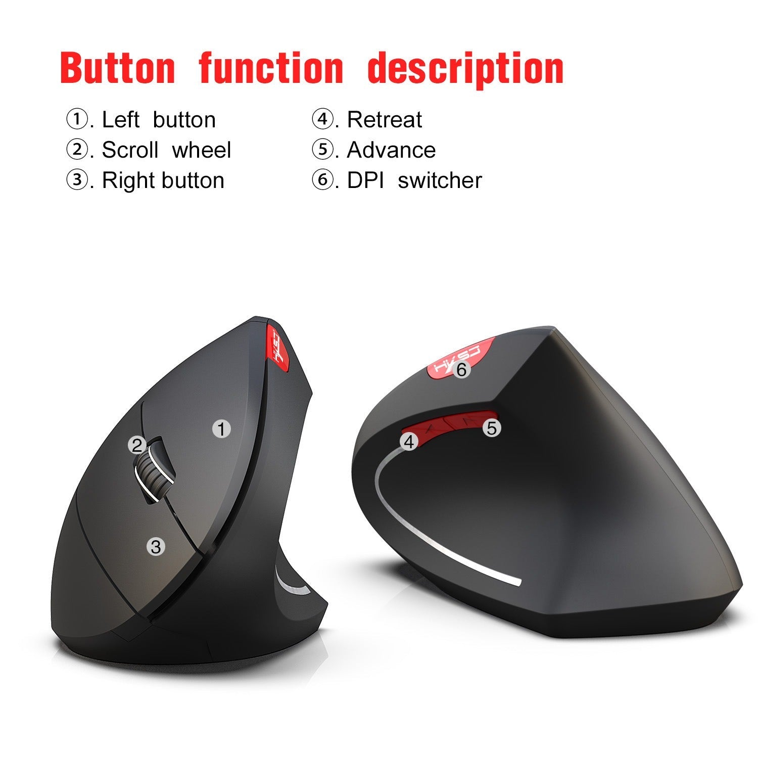 New Wireless Mouse 2.4G Vertical Health Mouse External Battery 6D Design Computer Office