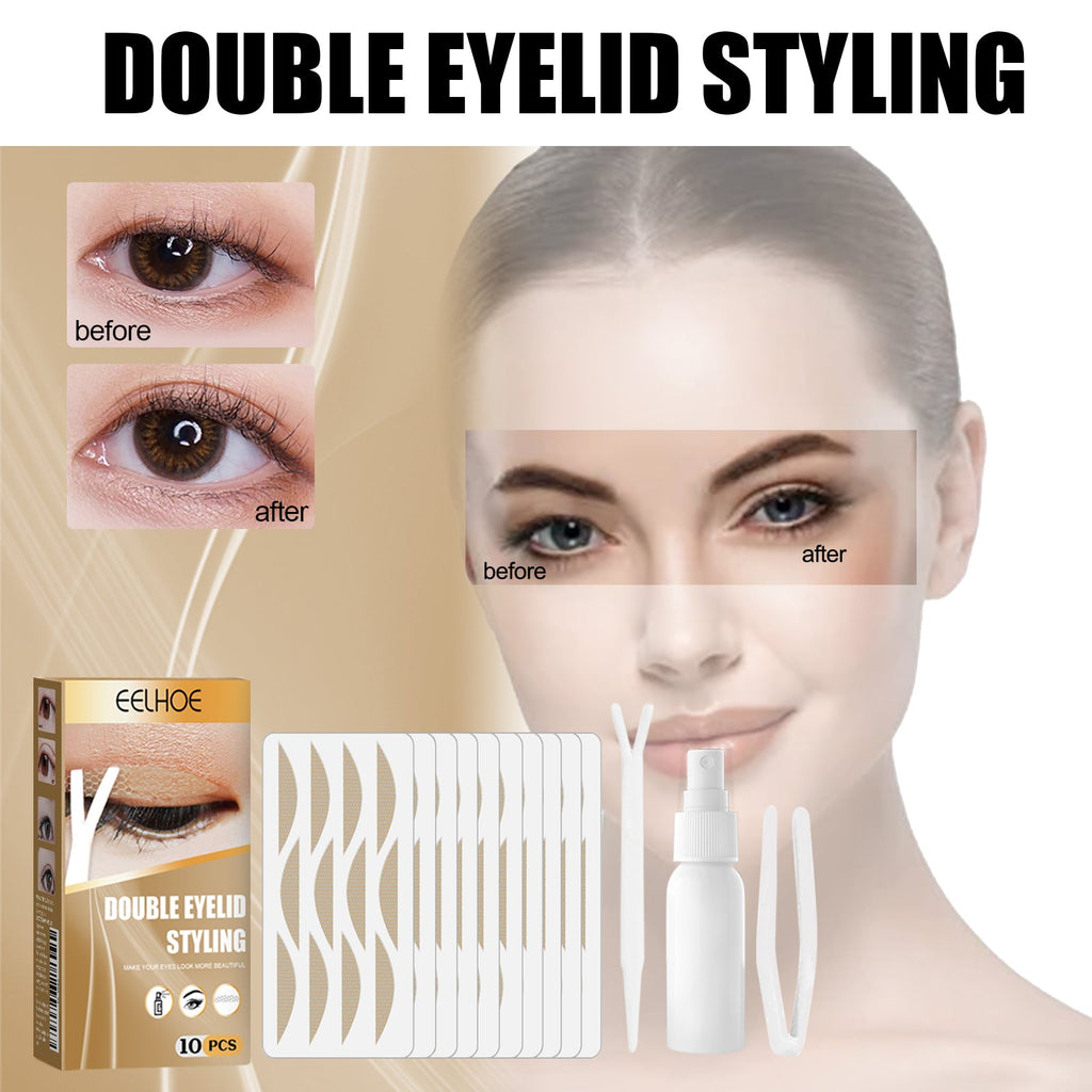 Double Eyelid Styling, Eyelet Lace Mesh Invisible Glue-Free Breathable Super Stick Long Lasting Clip Set