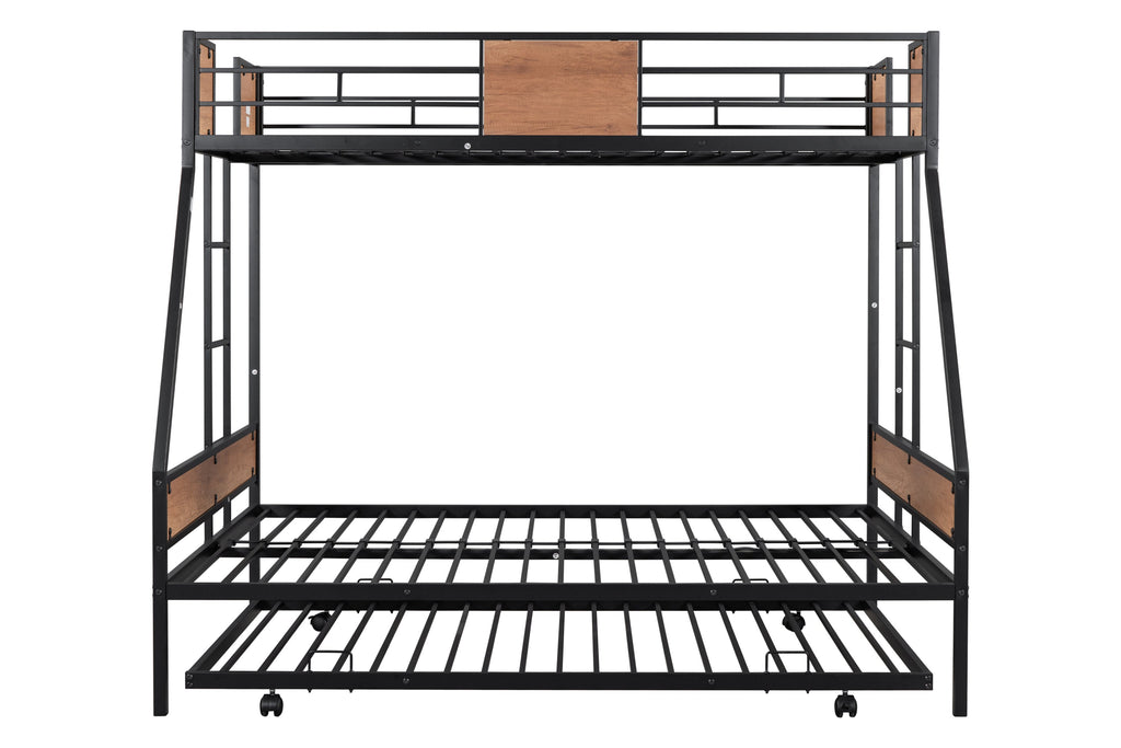 Metal Twin over Full Bunk Bed with Trundle/ Heavy-duty Sturdy Metal