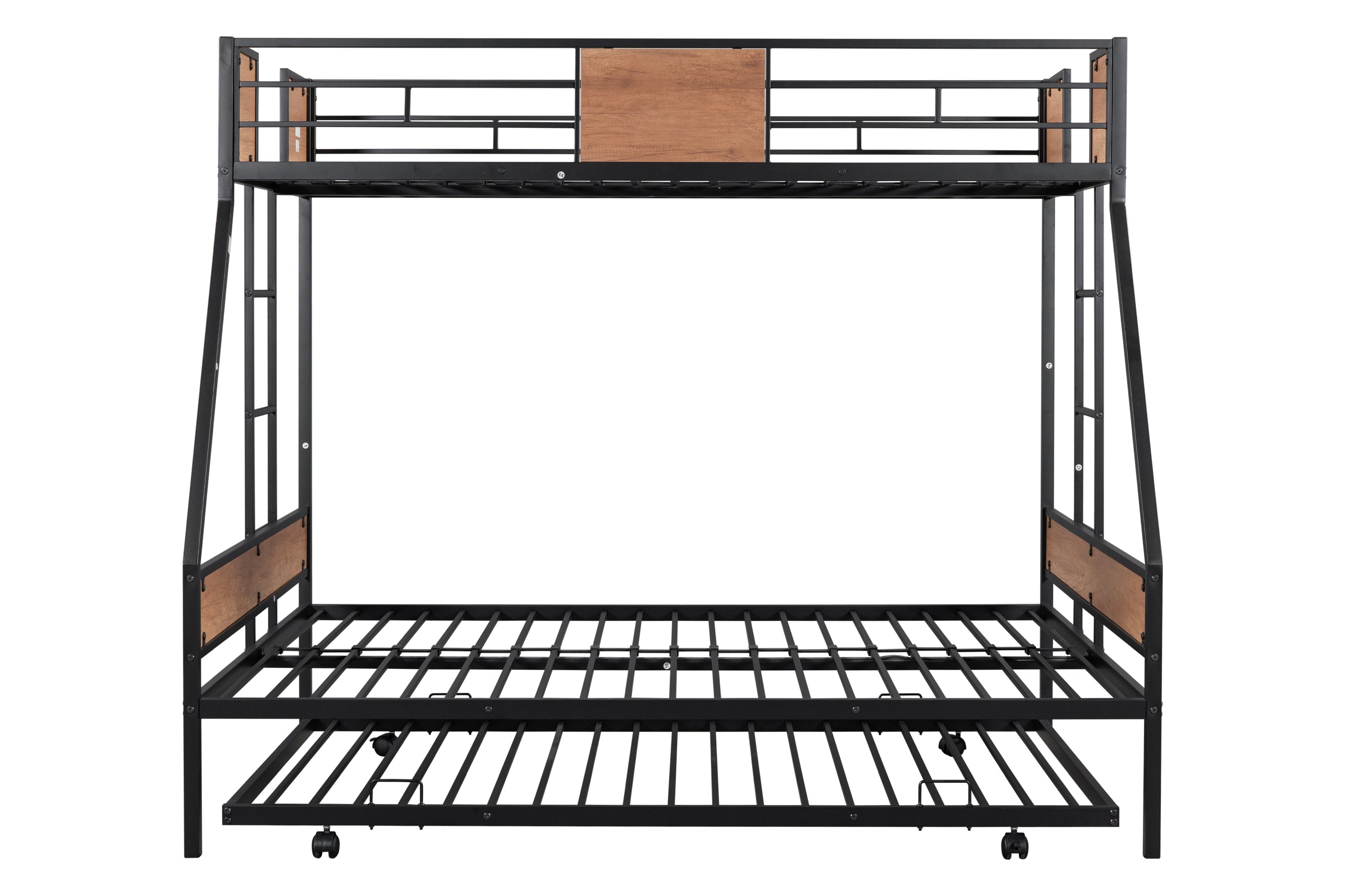 Metal Twin over Full Bunk Bed with Trundle/ Heavy-duty Sturdy Metal