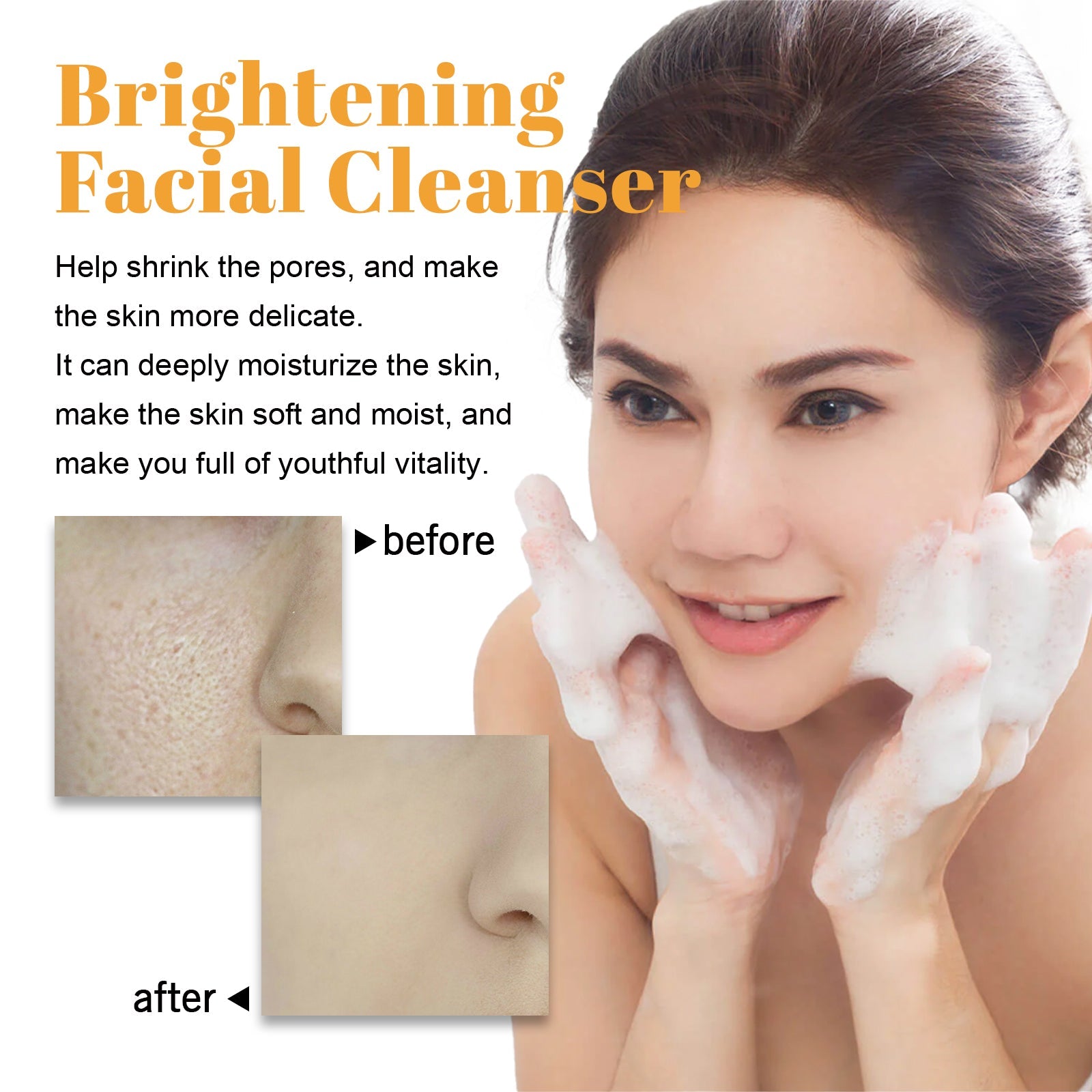 Brightening Facial Cleanser, Deep Clean Facial Skin Fade Acne Mark Acne Mark Moisturizing Whitening Beauty
