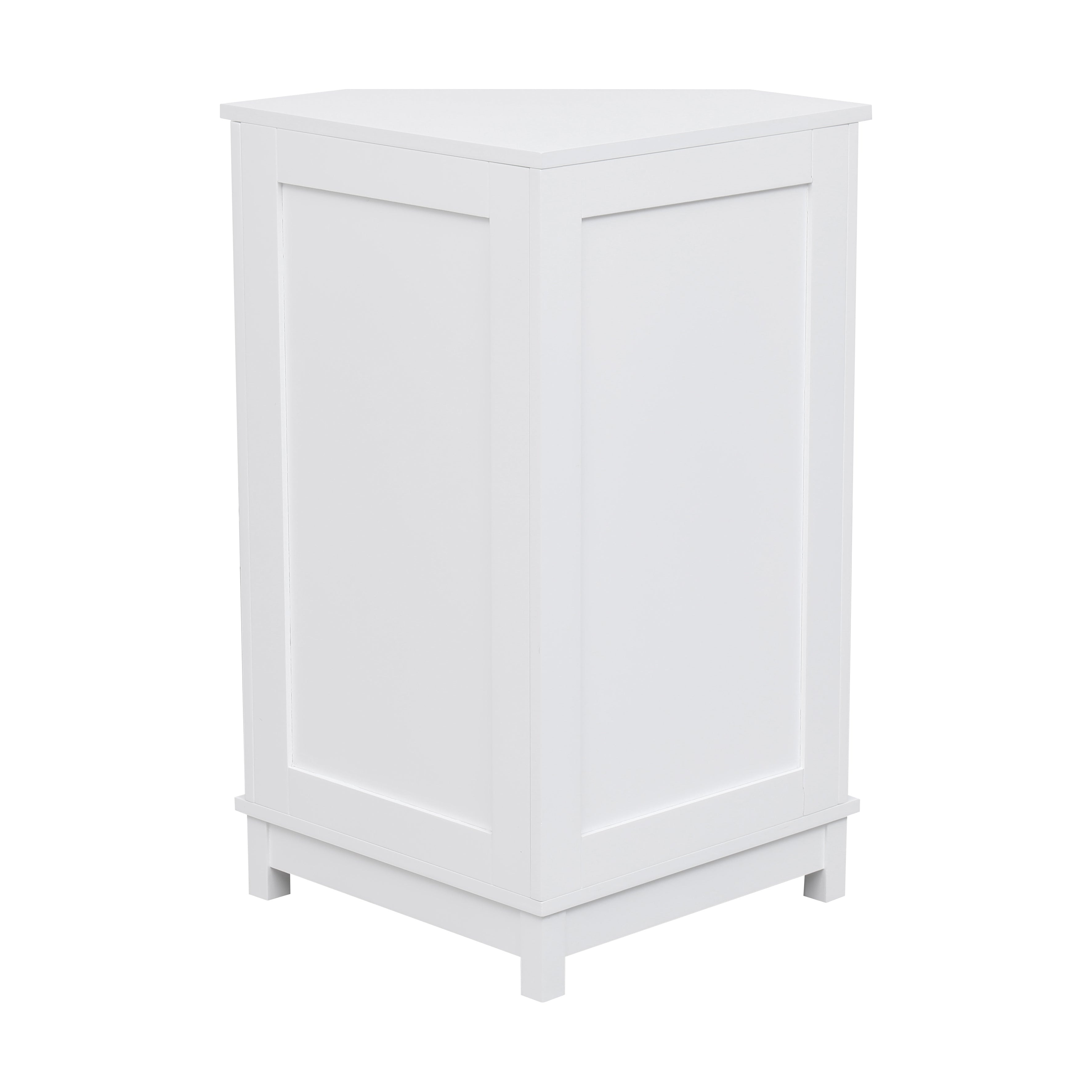 White Bathroom Cabinet Triangle Corner Storage Cabinet with Adjustable Shelf Modern Style MDF Board