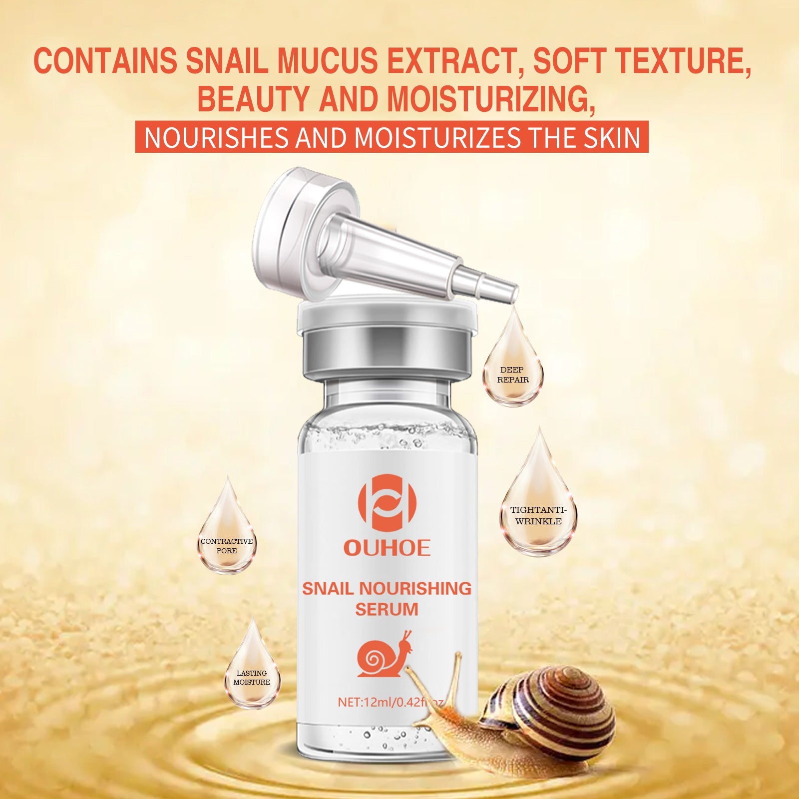 Snail Nourishing Repair Essence, Lightening Acne Muscle Acne Mark, Hydrating Whitening And Eliminate Pimples Essence