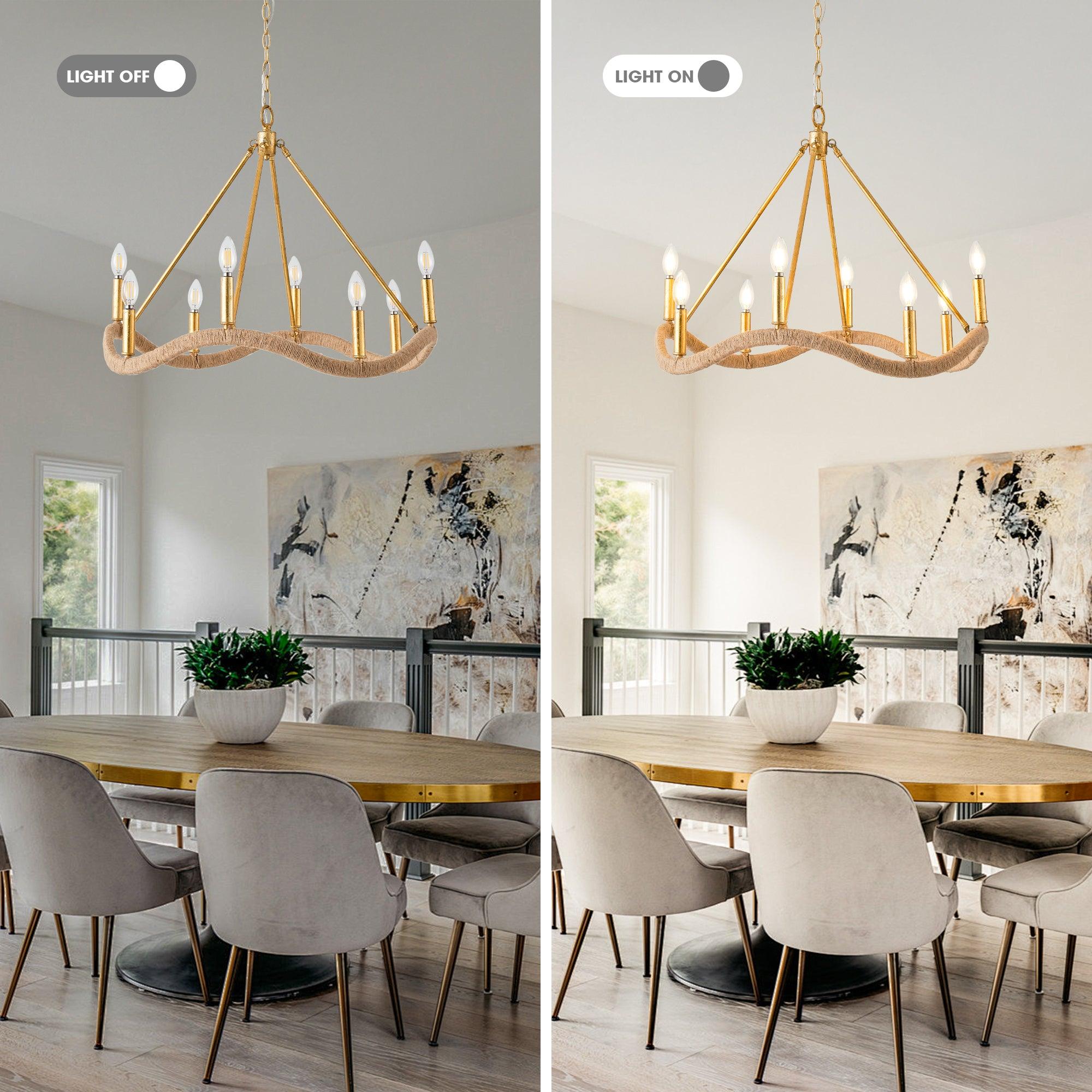 8-Light Golden Modern Candle Chandelier
