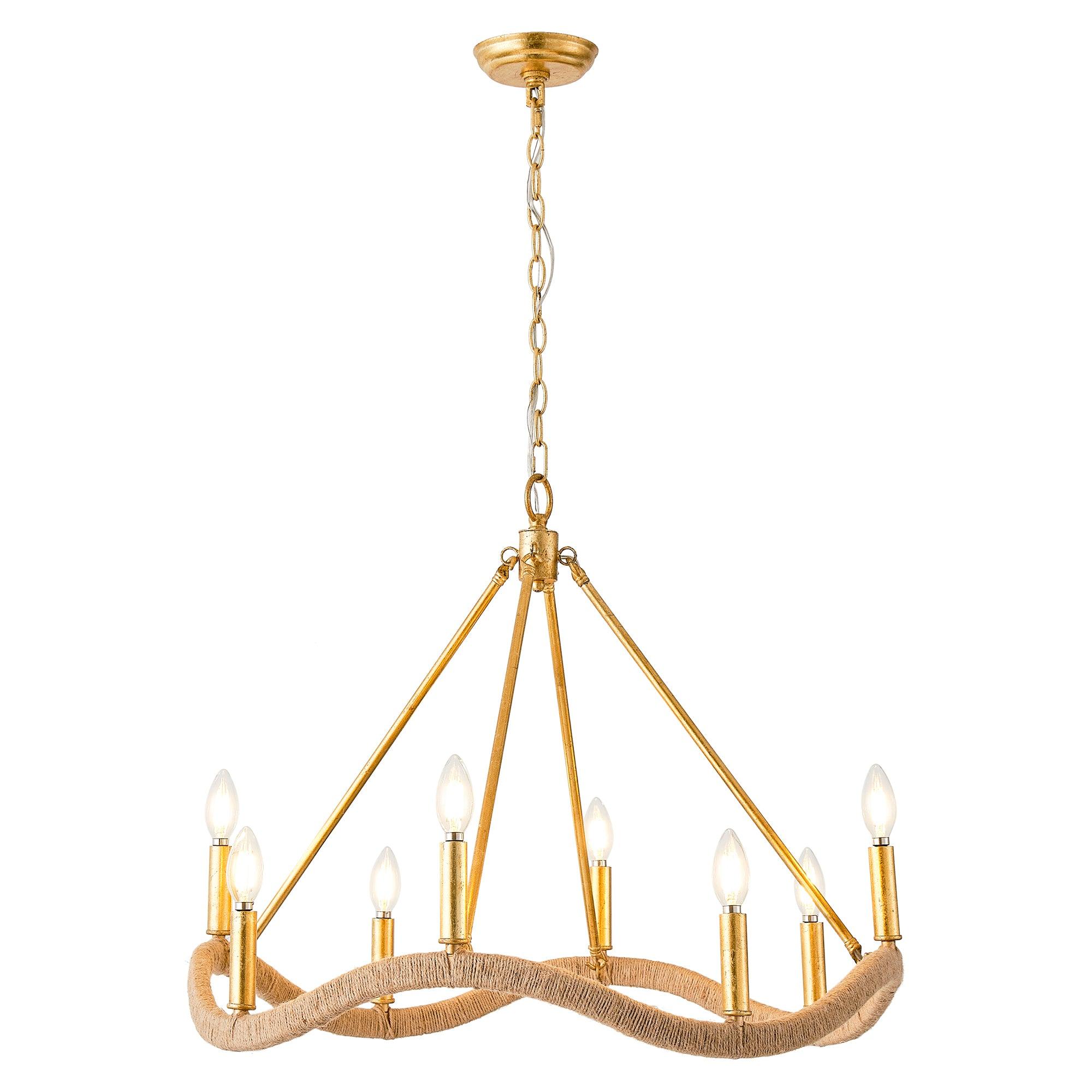 8-Light Golden Modern Candle Chandelier