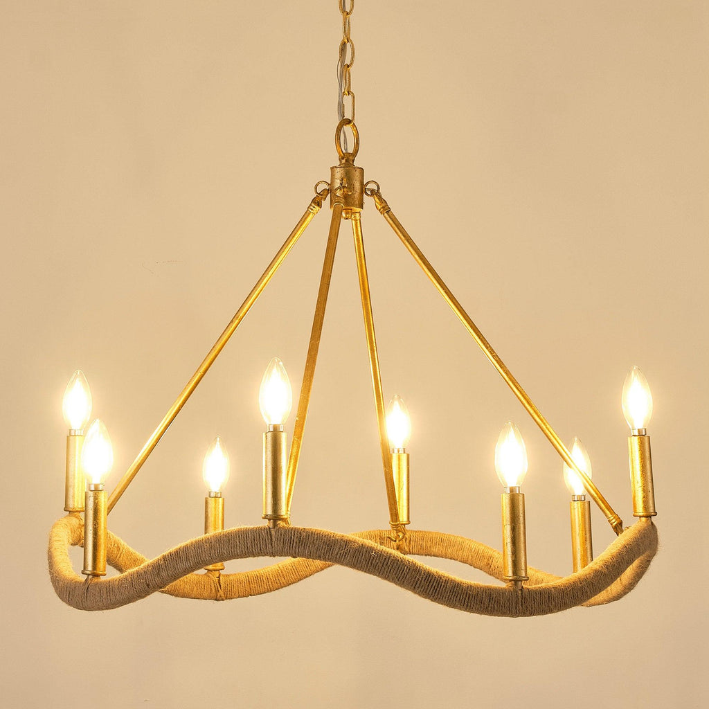 8-Light Golden Modern Candle Chandelier