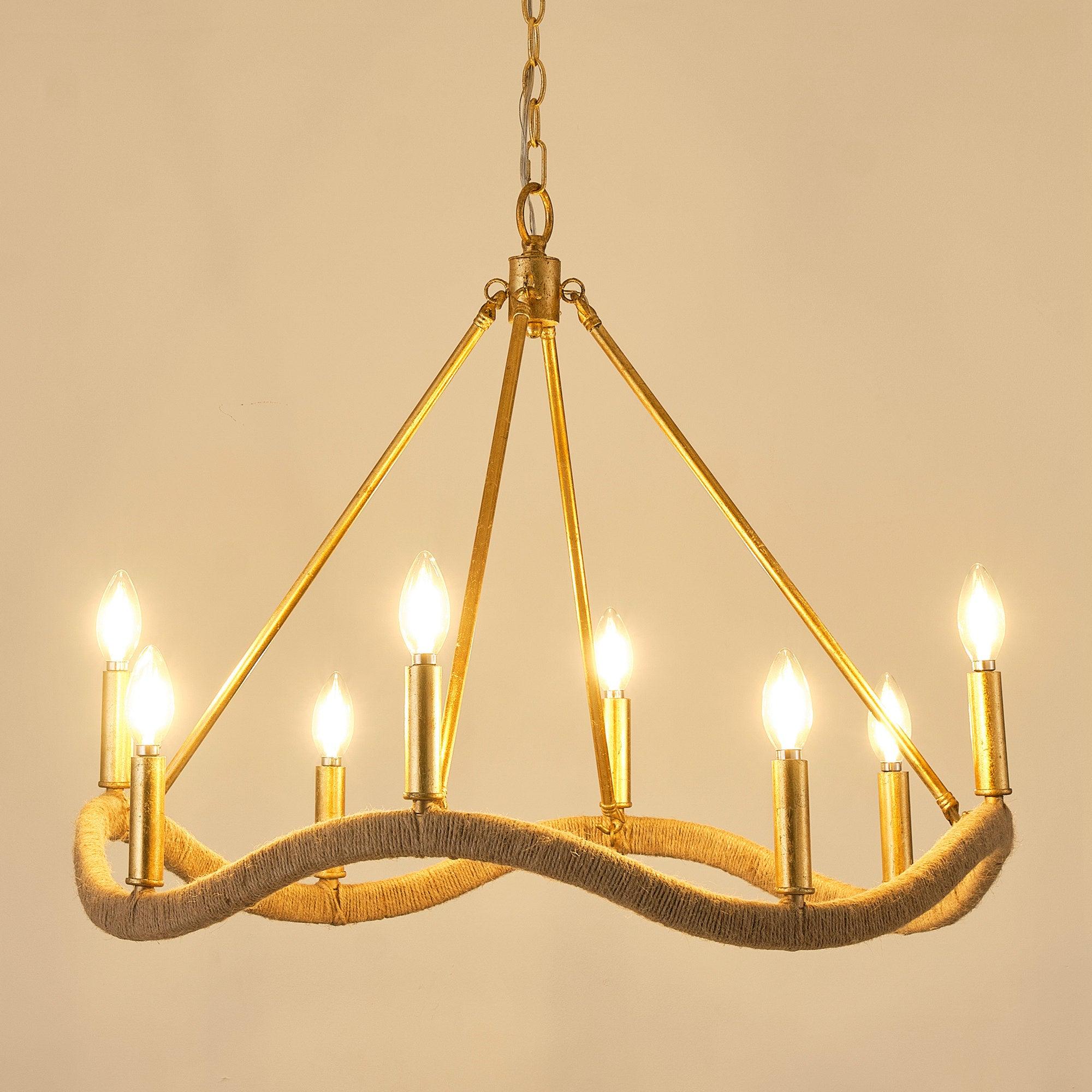 8-Light Golden Modern Candle Chandelier