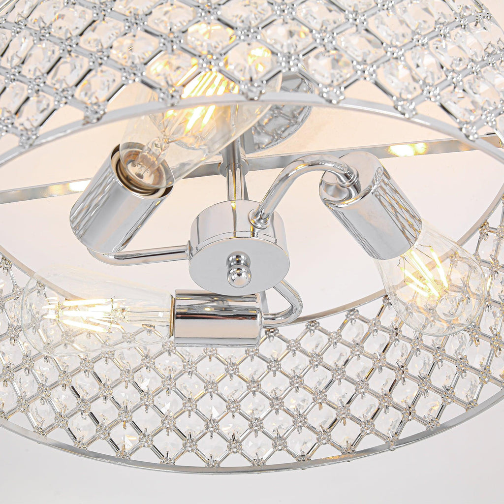 15 Inch 3-Light Modern Chrome Semi-Flush Mount Ceiling Lighting