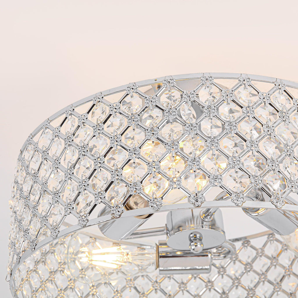 15 Inch 3-Light Modern Chrome Semi-Flush Mount Ceiling Lighting