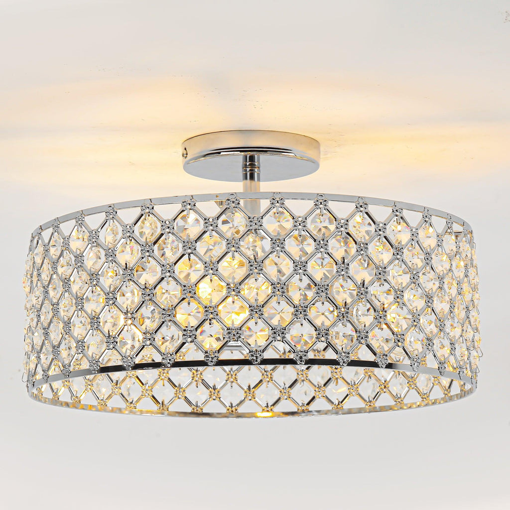 15 Inch 3-Light Modern Chrome Semi-Flush Mount Ceiling Lighting