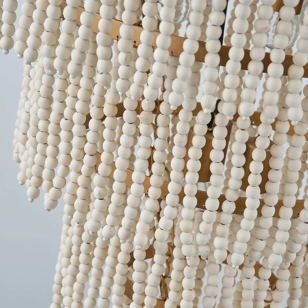 32 Inch Nelly 9-Light Bohemia Wood Beaded Chandelier