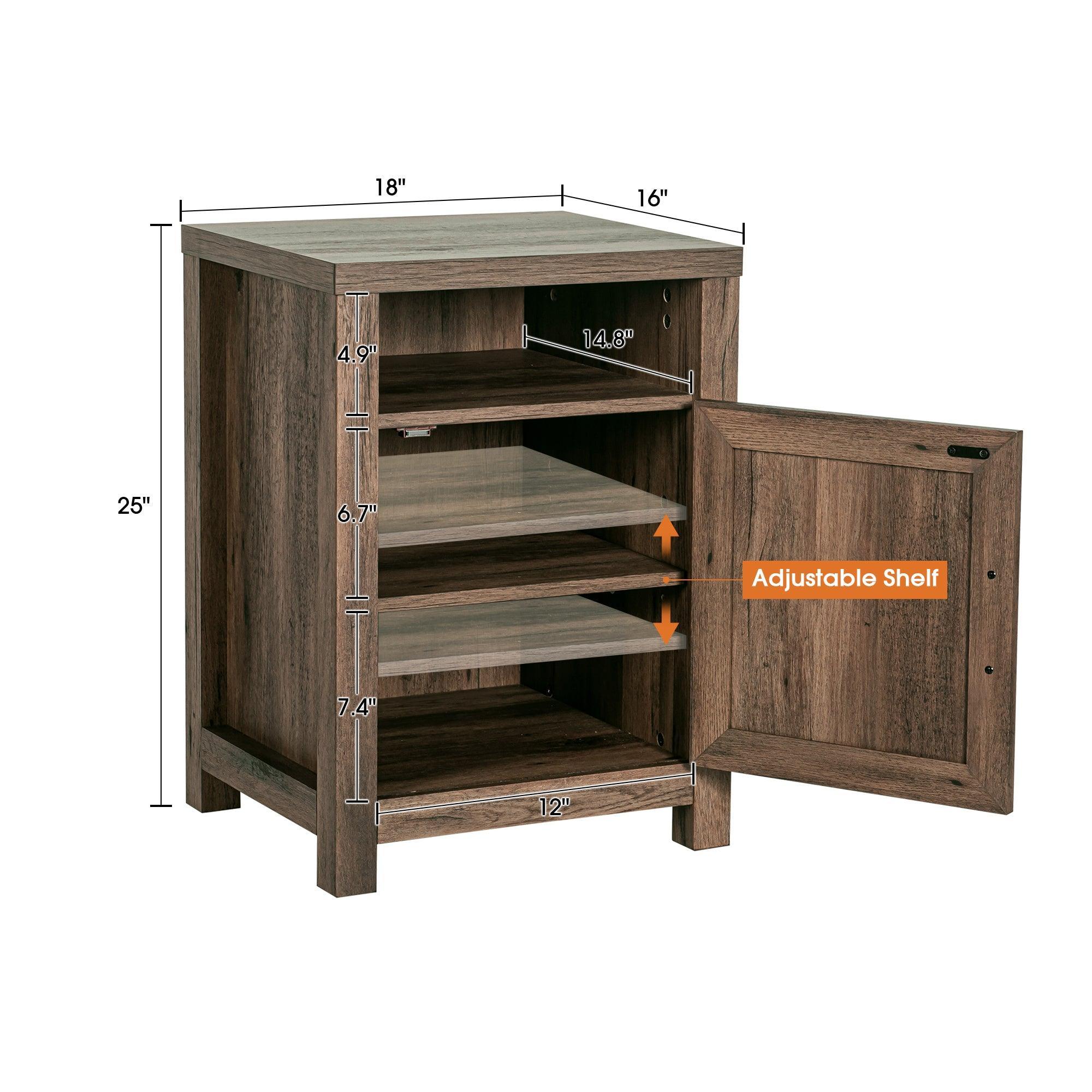 18" Solid Wood Farmhouse Nightstand for Bedroom in Brown or Grey or White