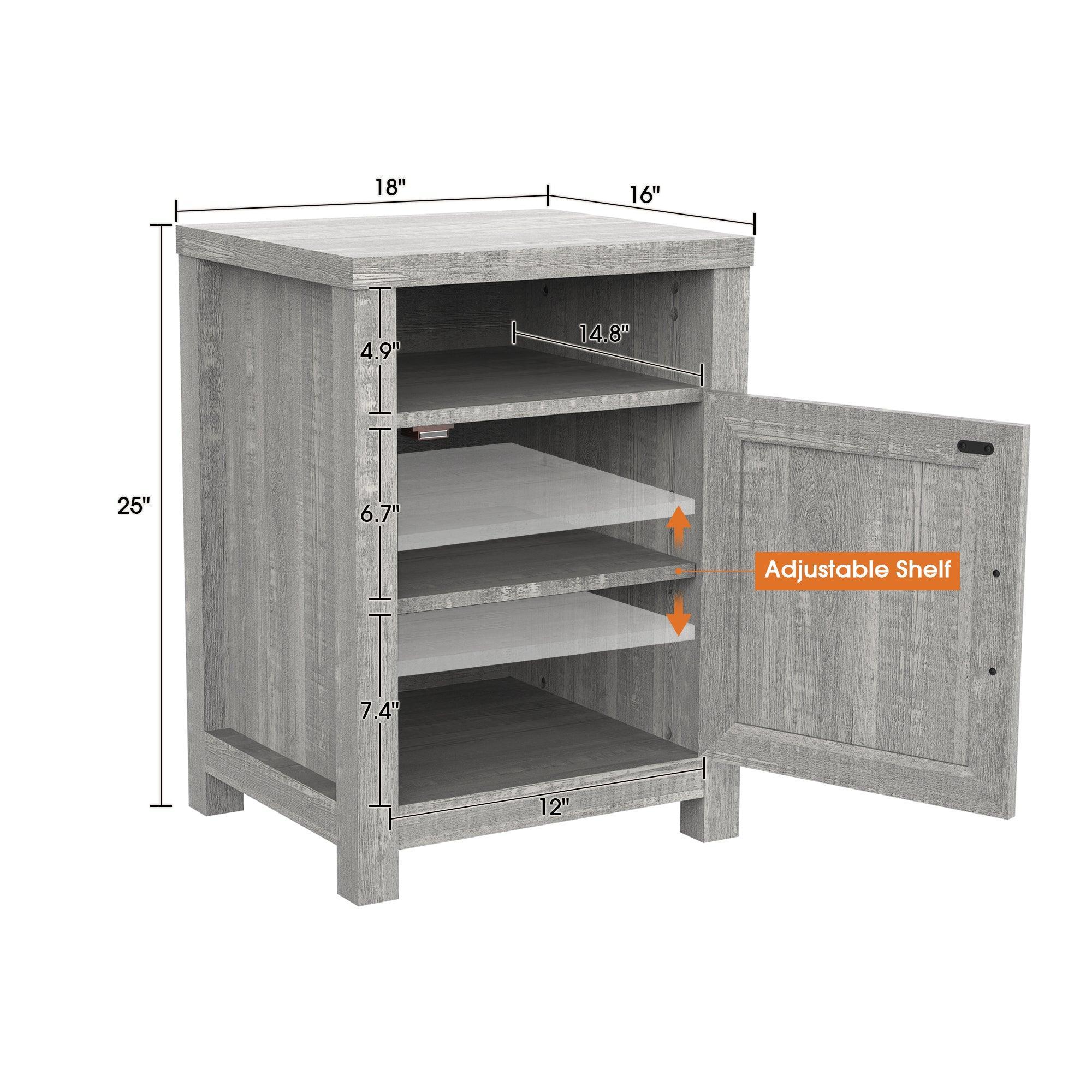 18" Solid Wood Farmhouse Nightstand for Bedroom in Brown or Grey or White