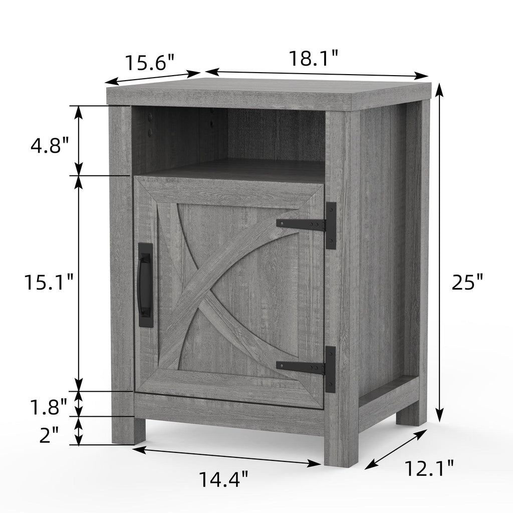 18" Solid Wood Farmhouse Nightstand for Bedroom in Brown or Grey or White