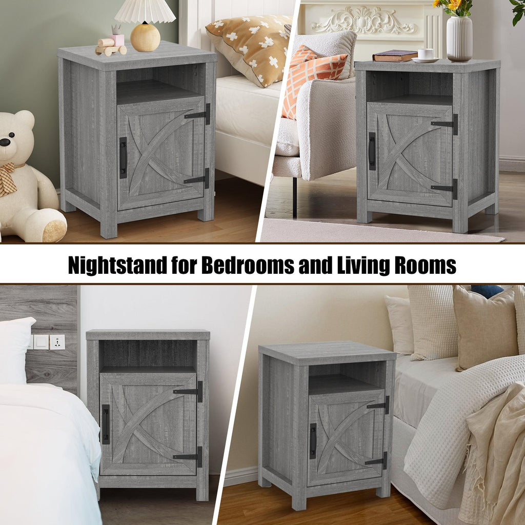 18" Solid Wood Farmhouse Nightstand for Bedroom in Brown or Grey or White