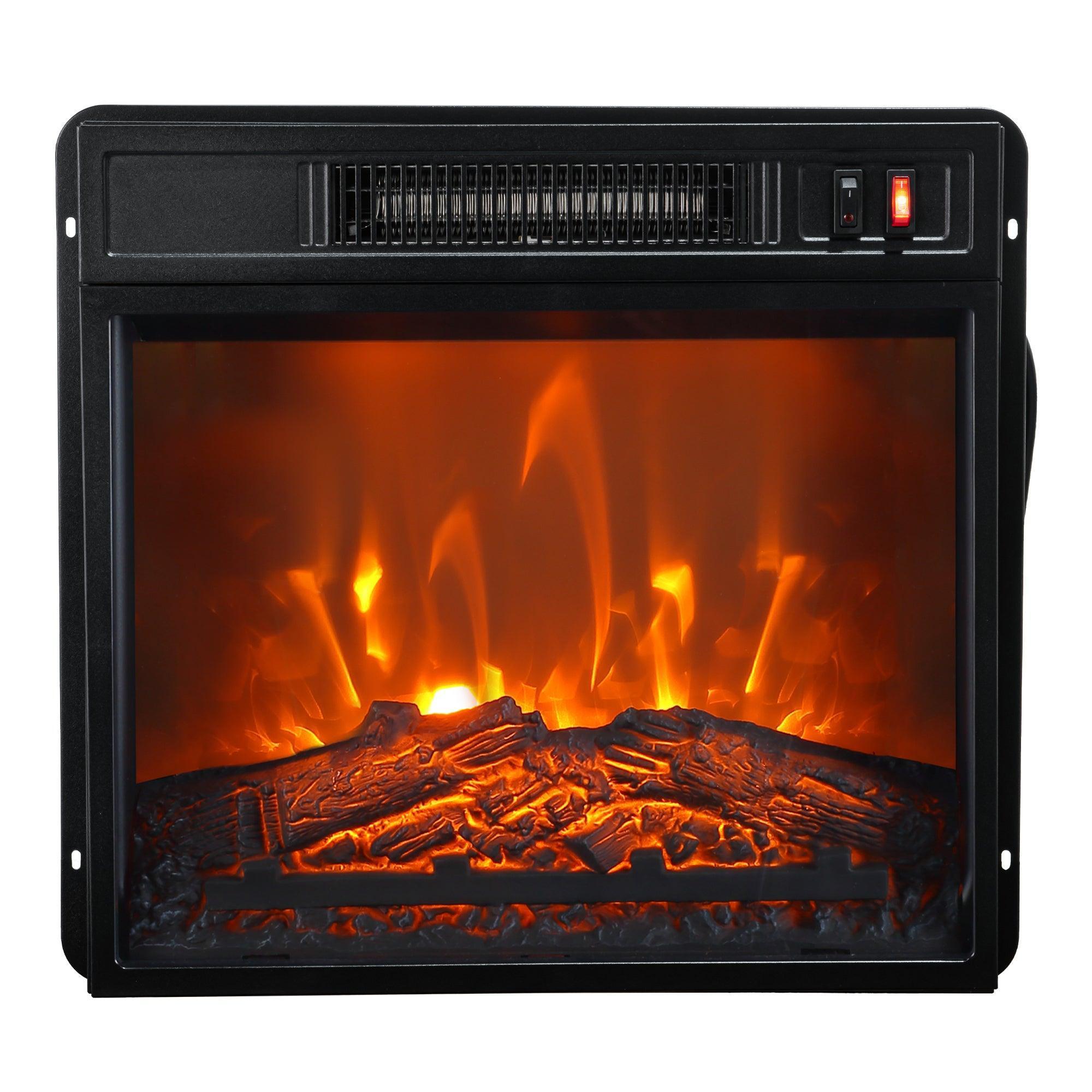 18" Modern Black Insert Electric Fireplace with Remote Control