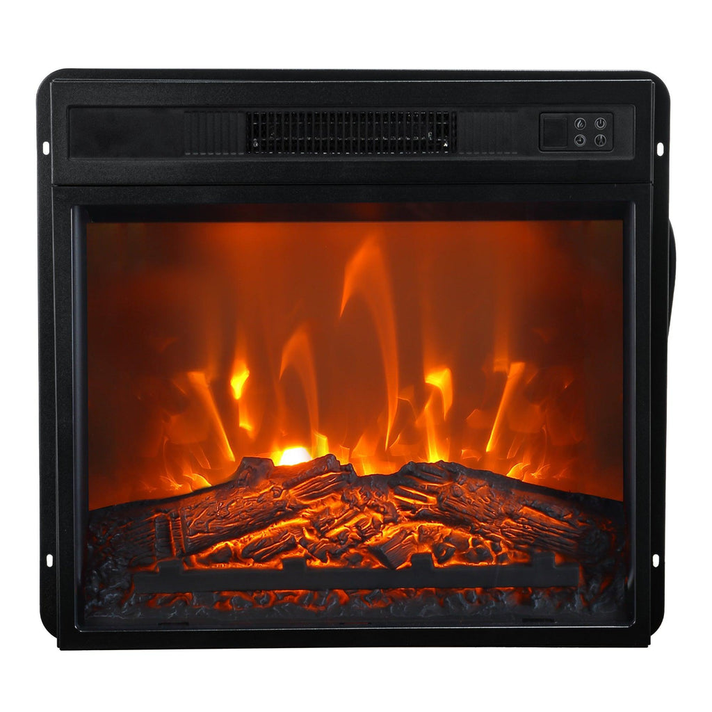 18" Modern Black Insert Electric Fireplace with Remote Control