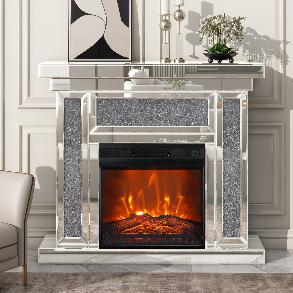 18" Modern Black Insert Electric Fireplace with Remote Control