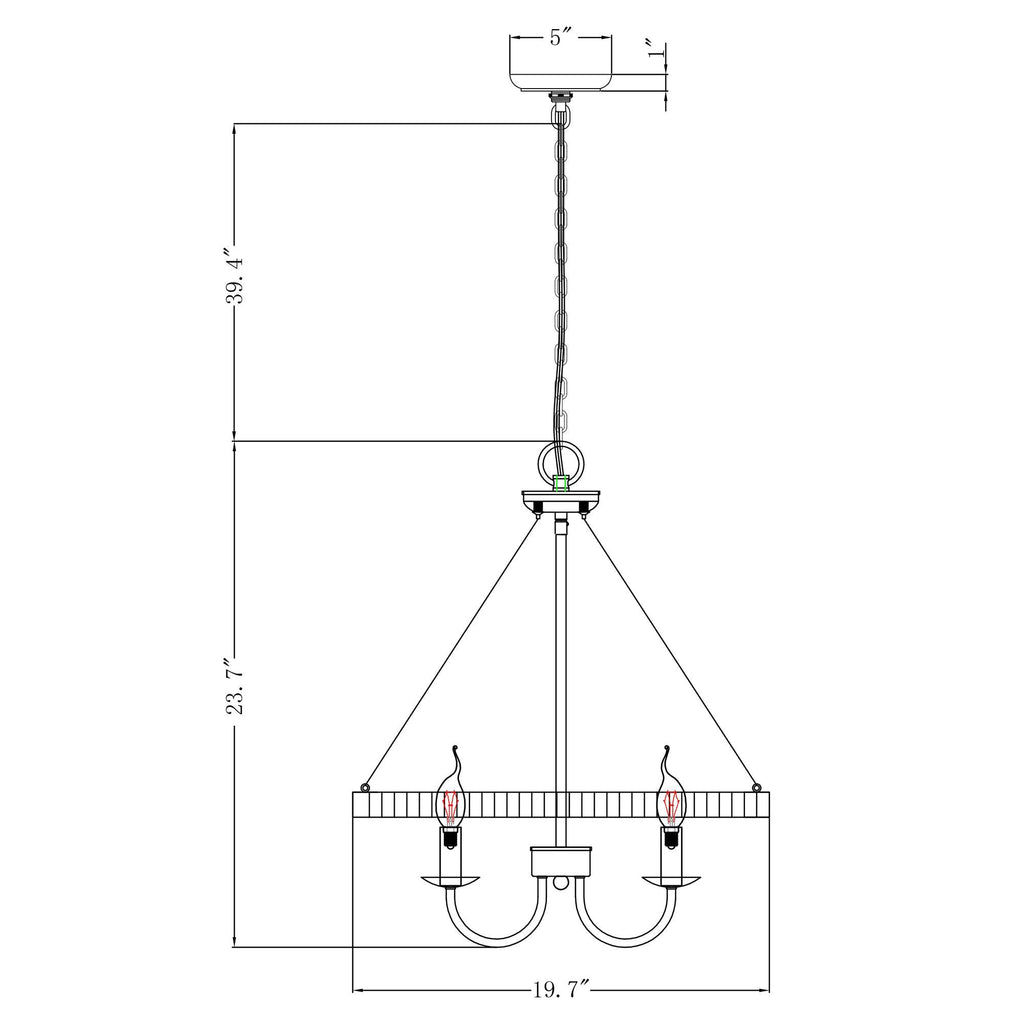 4-Light Iron Modern Island Pendant Lighting with Acrylic Lens