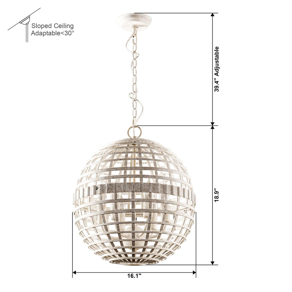 6-Light Vintage And Farmhouse Globe Island Pendant Light in White