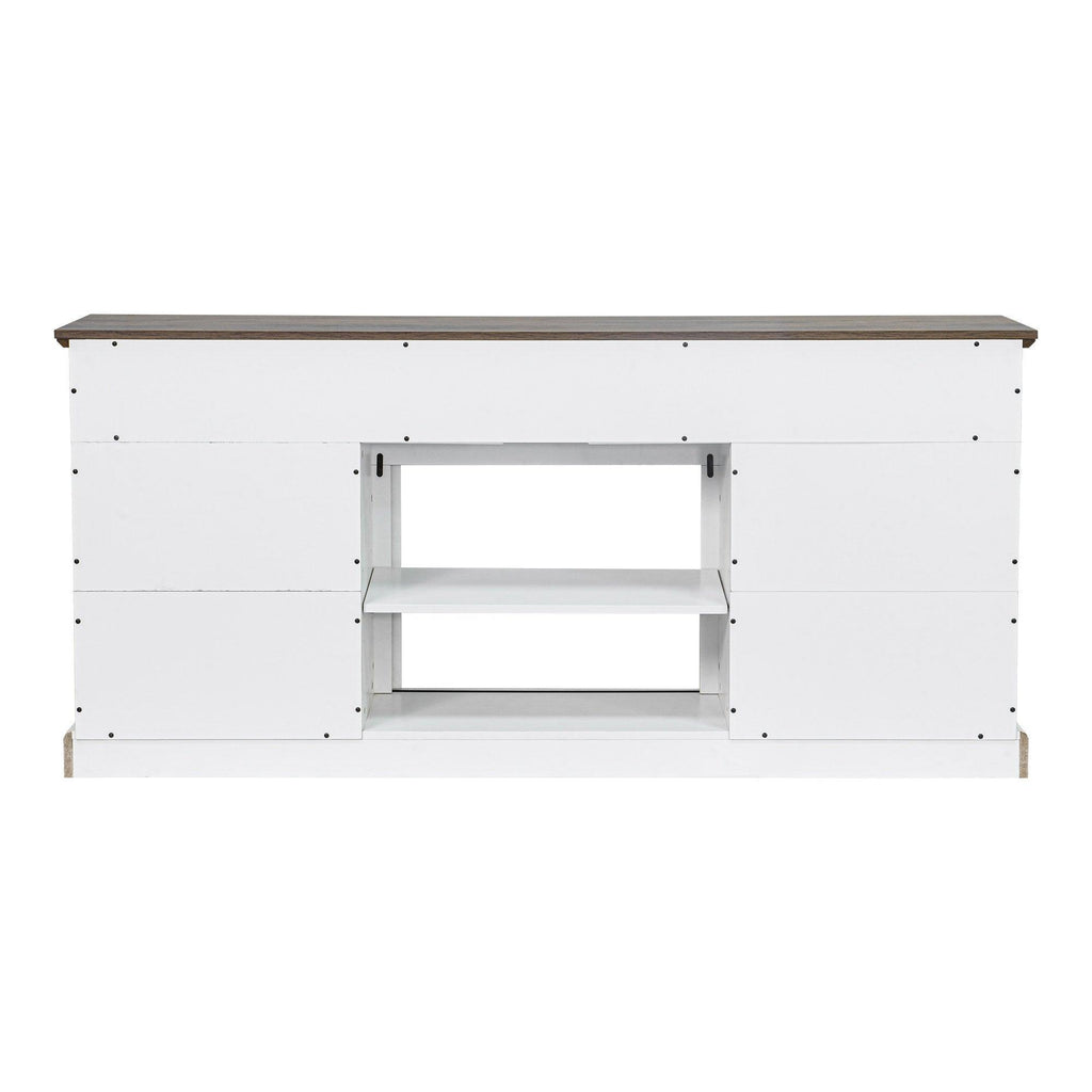 68" Farmhouse TV Stand with Double Sliding Barn Doors for Living Room