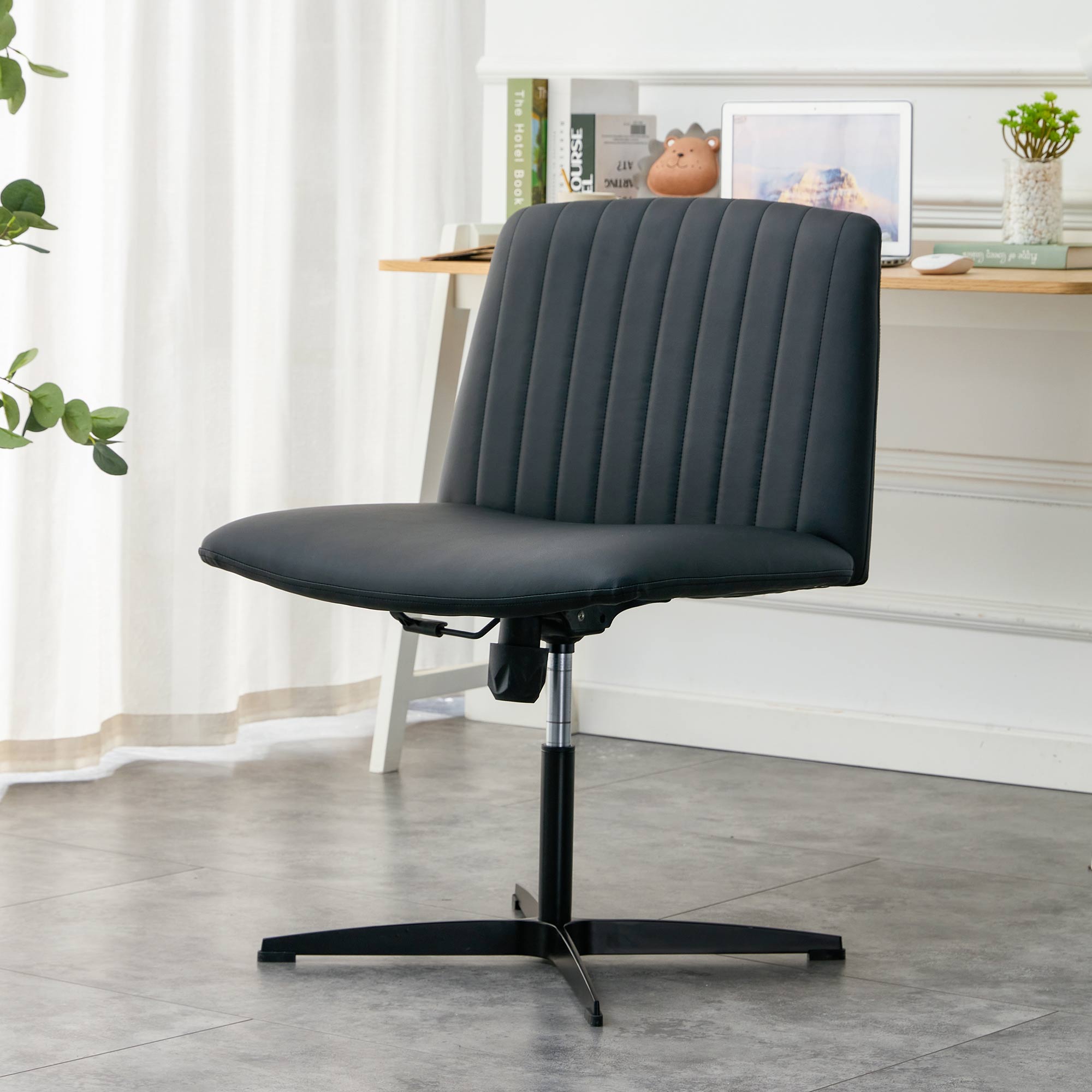 Black High Grade Pu Material. Home Computer Chair Office Chair Adjustable 360 ° Swivel Cushion Chair
