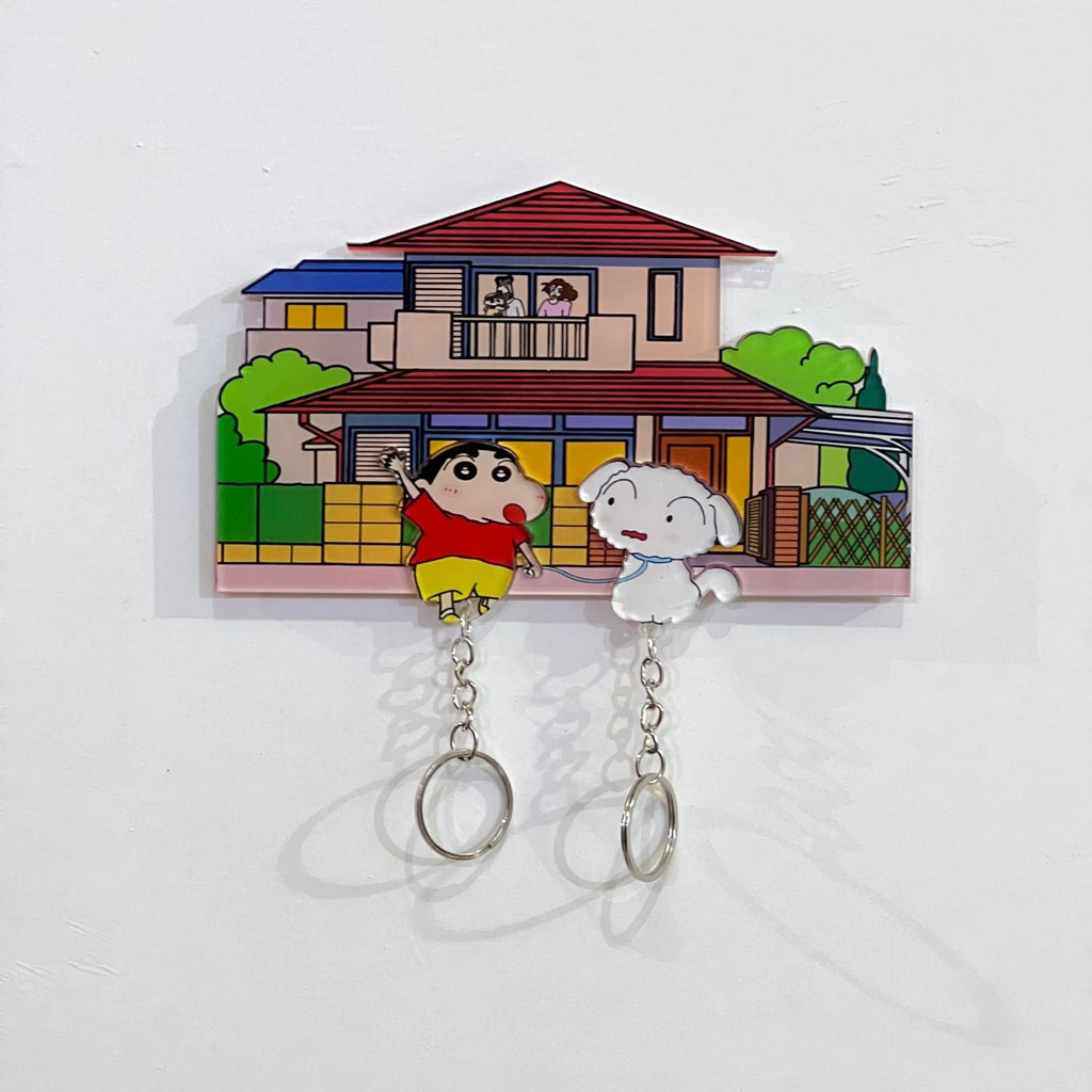Crayon Shin chan couple keychain refrigerator sticker Simpson family flying house travel notes mobile castle couple pendant