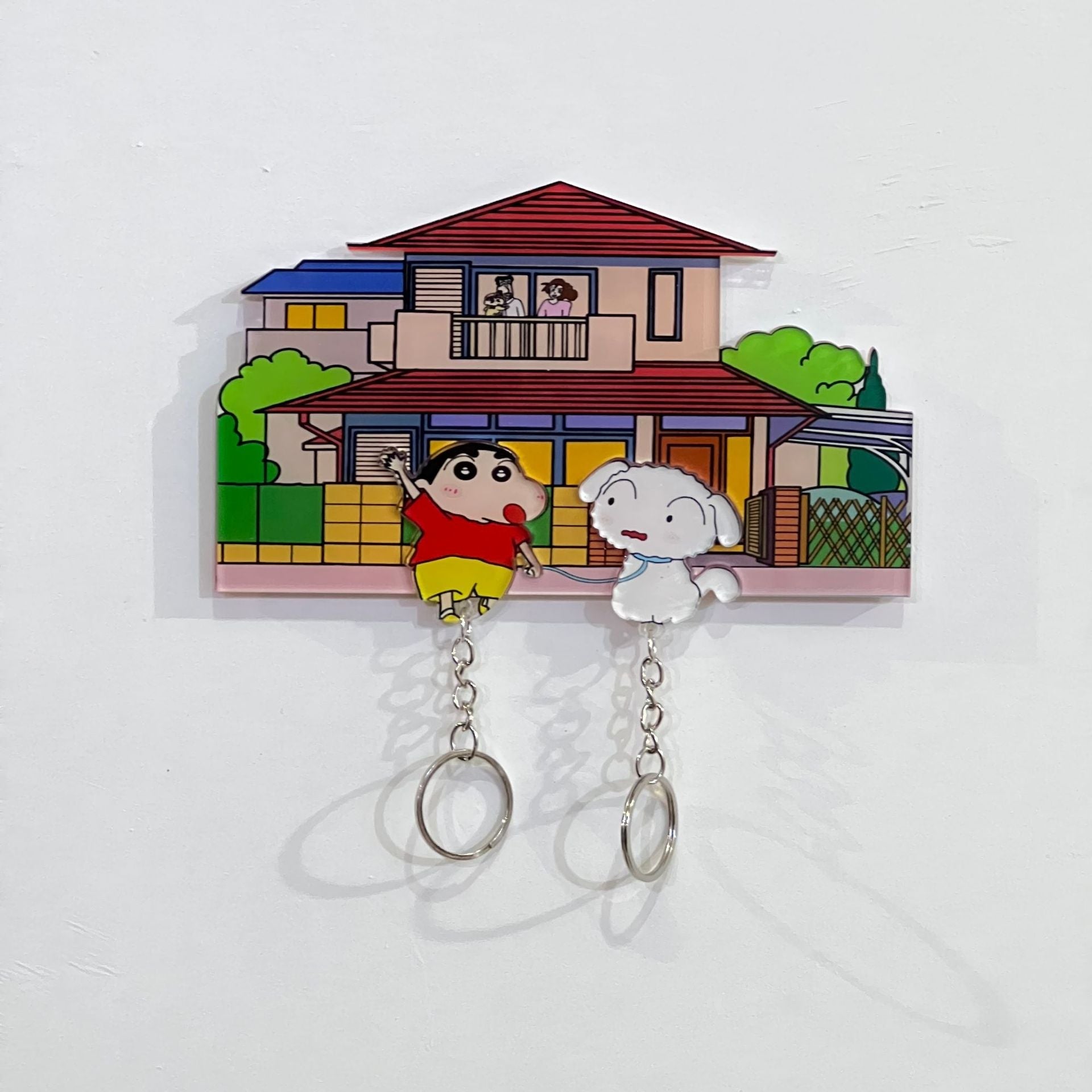 Crayon Shin chan couple keychain refrigerator sticker Simpson family flying house travel notes mobile castle couple pendant