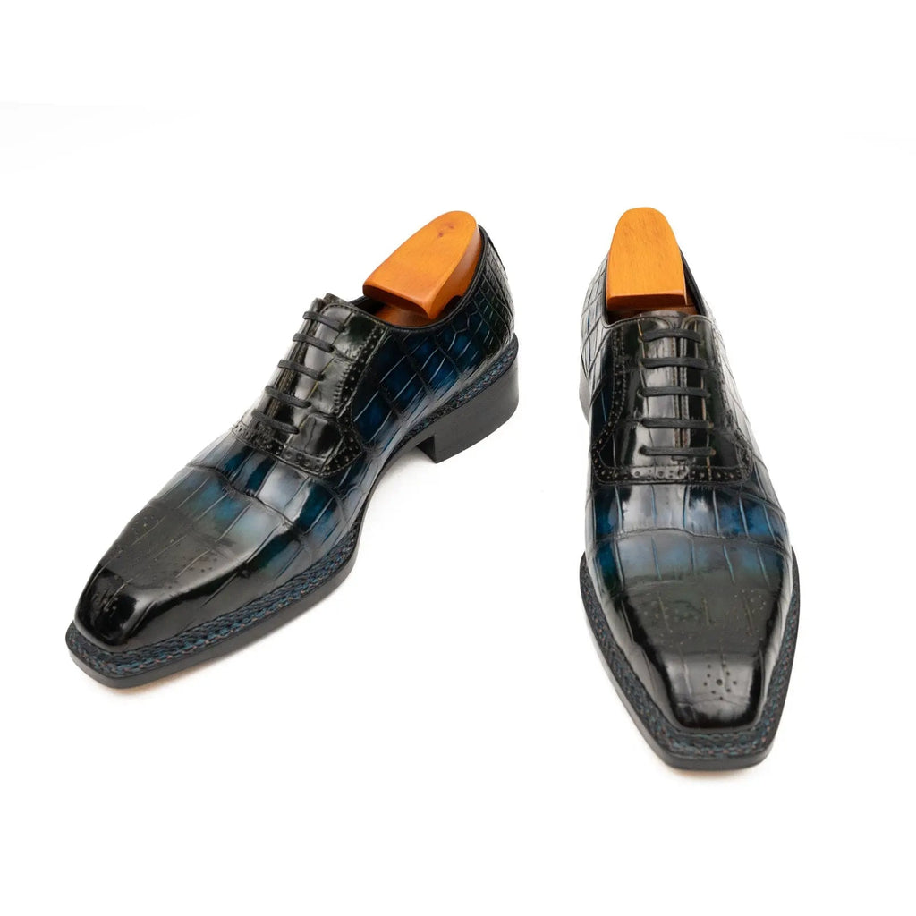 BLUE Crocodile Oxford Shoes Goodyear Norwegian 8015