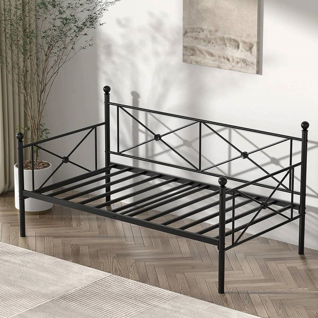 Twin size Classic Heavy Duty Metal Day Bed Frame in Black Finish