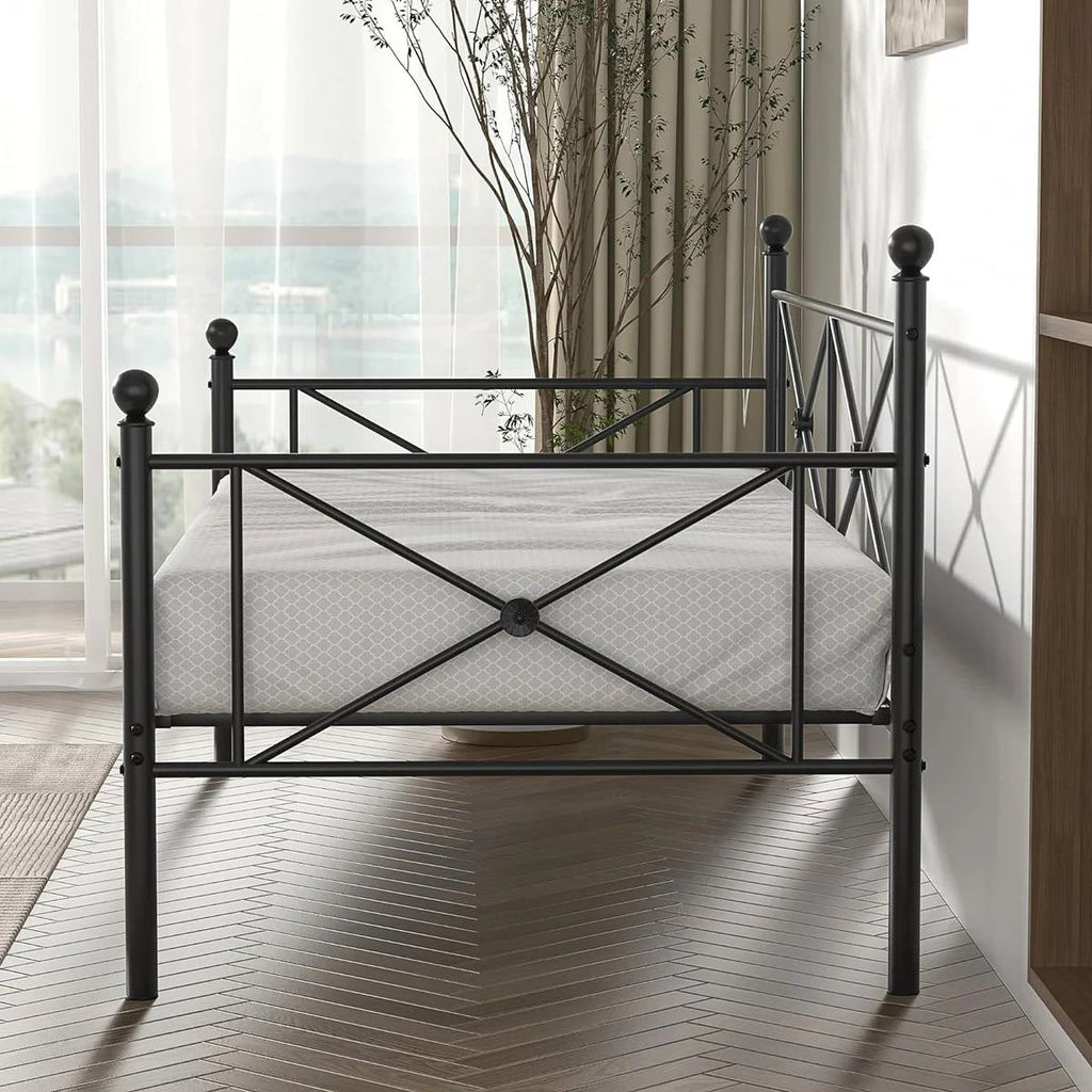 Twin size Classic Heavy Duty Metal Day Bed Frame in Black Finish