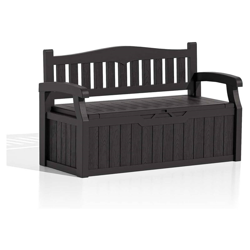 Heavy Duty Brown Plastic Outdoor Storage Garden Bench Patio Deck Box
