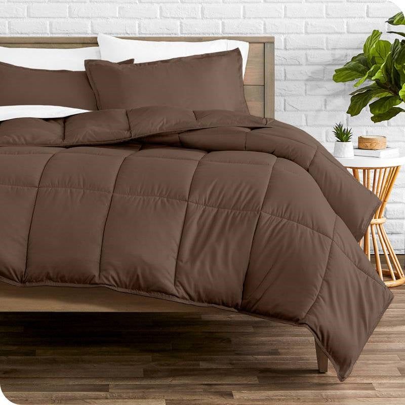 Twin size Down Alternative Comforter Set in Chocolate Brown Color