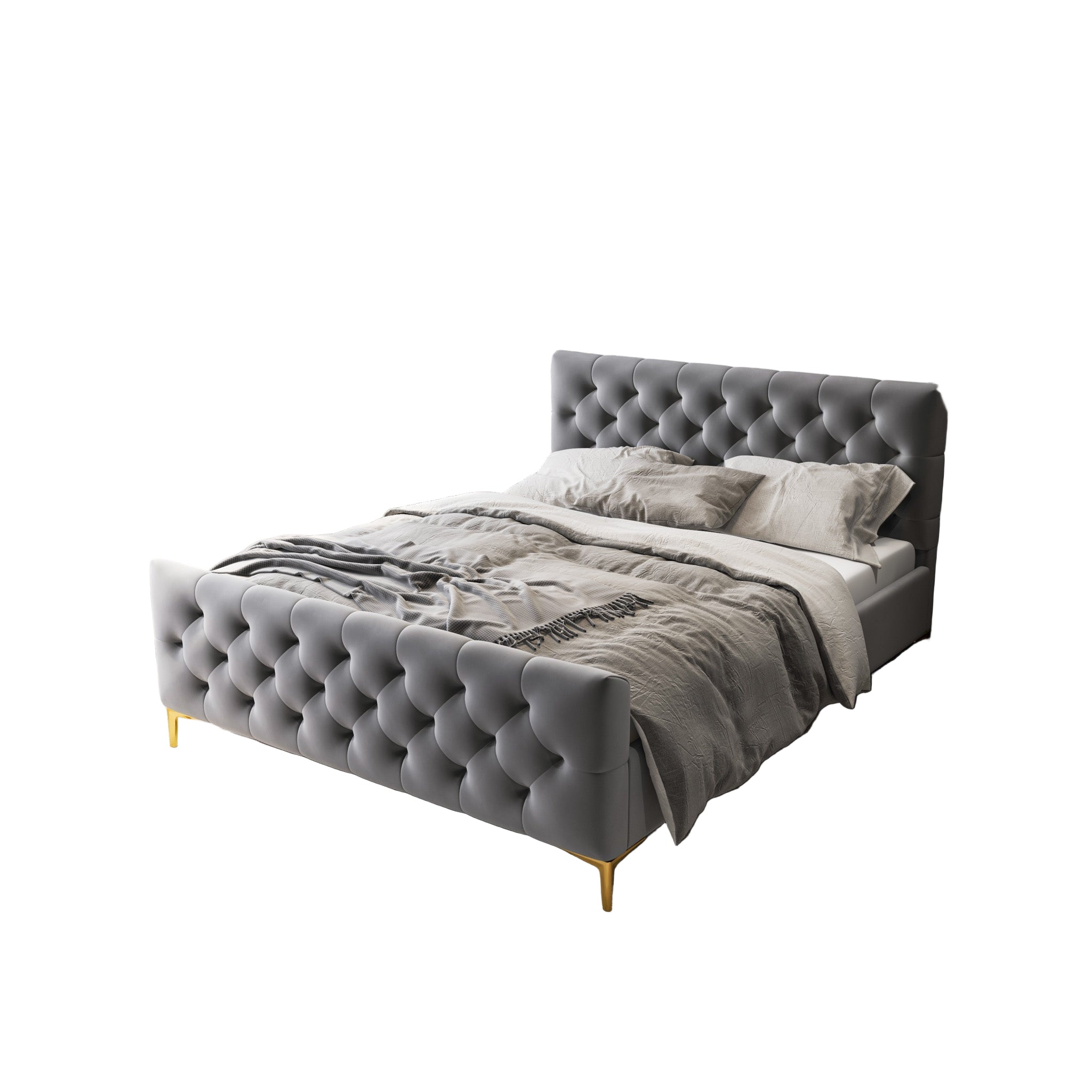 Bailey Dark Grey Velvet King Bed – Premium Upholstered Bed – Curated b
