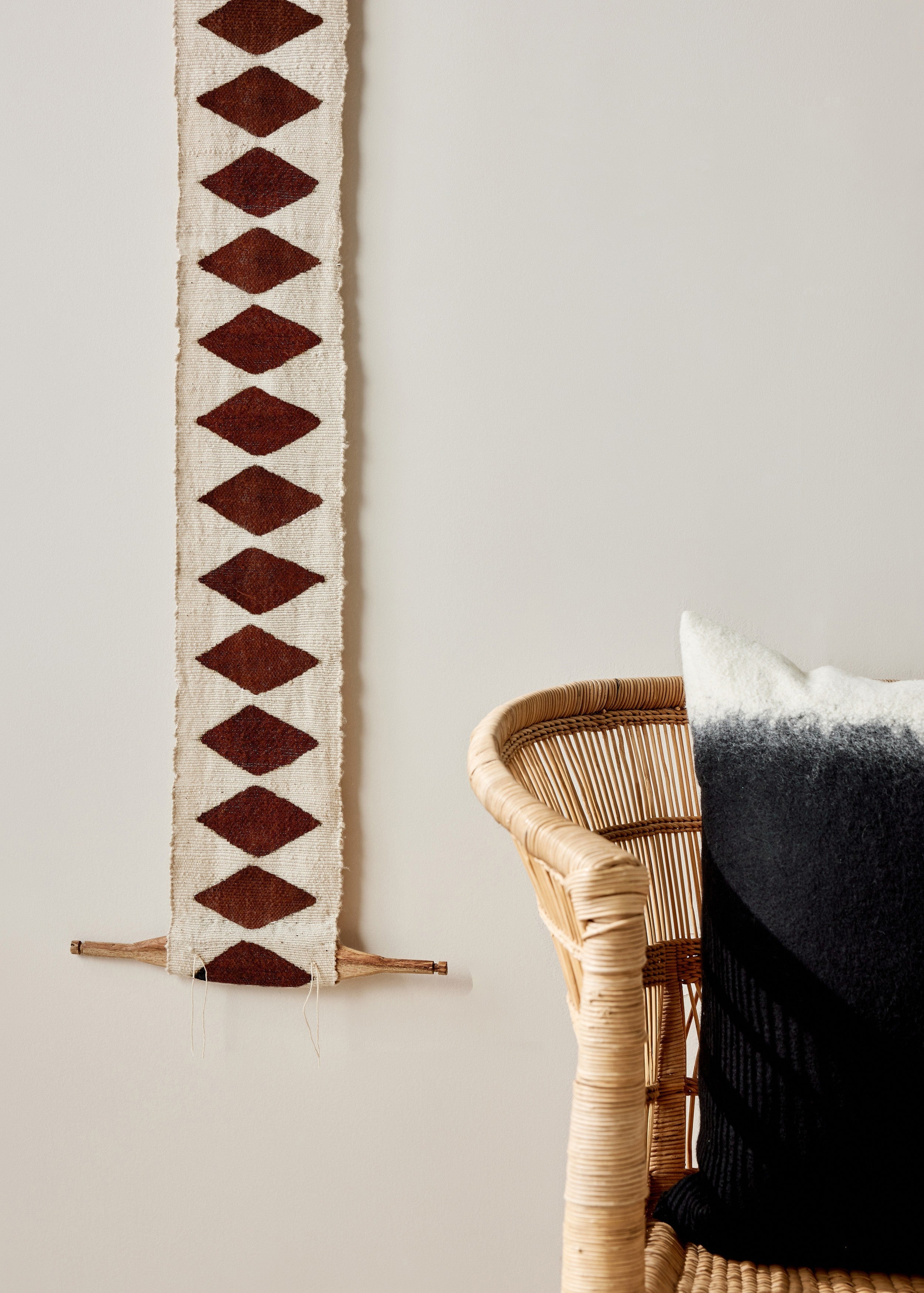 Balance Bogolan Totem in White with Brown Diamonds