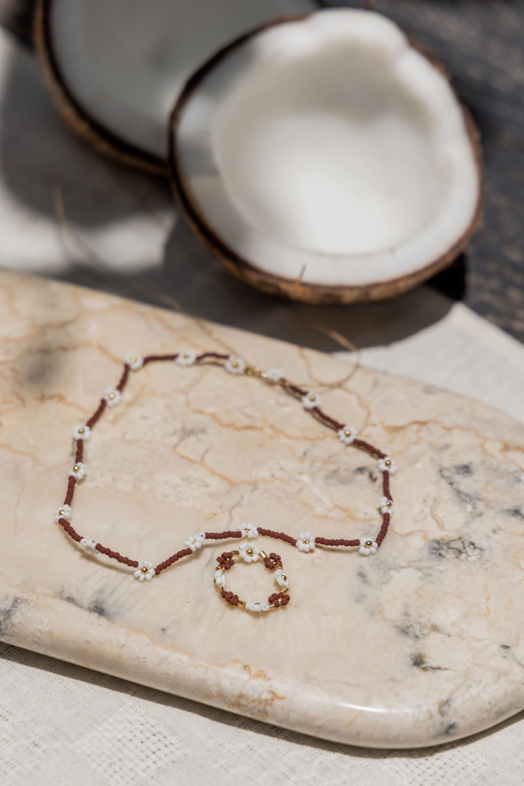 Flora Beaded Necklace and Ring Set